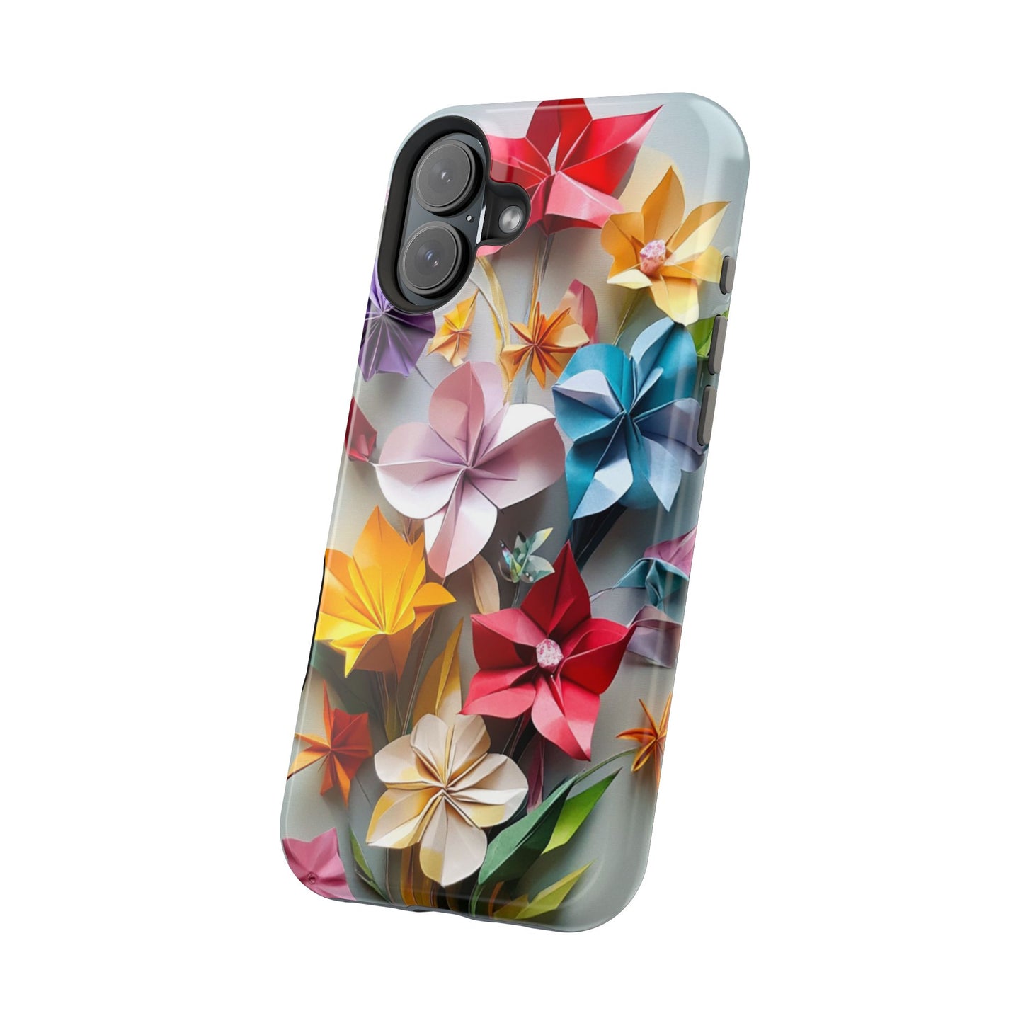 Flower Oragami Effect Magnetic Tough Case, MagSafe, iPhone 16 15 14 13