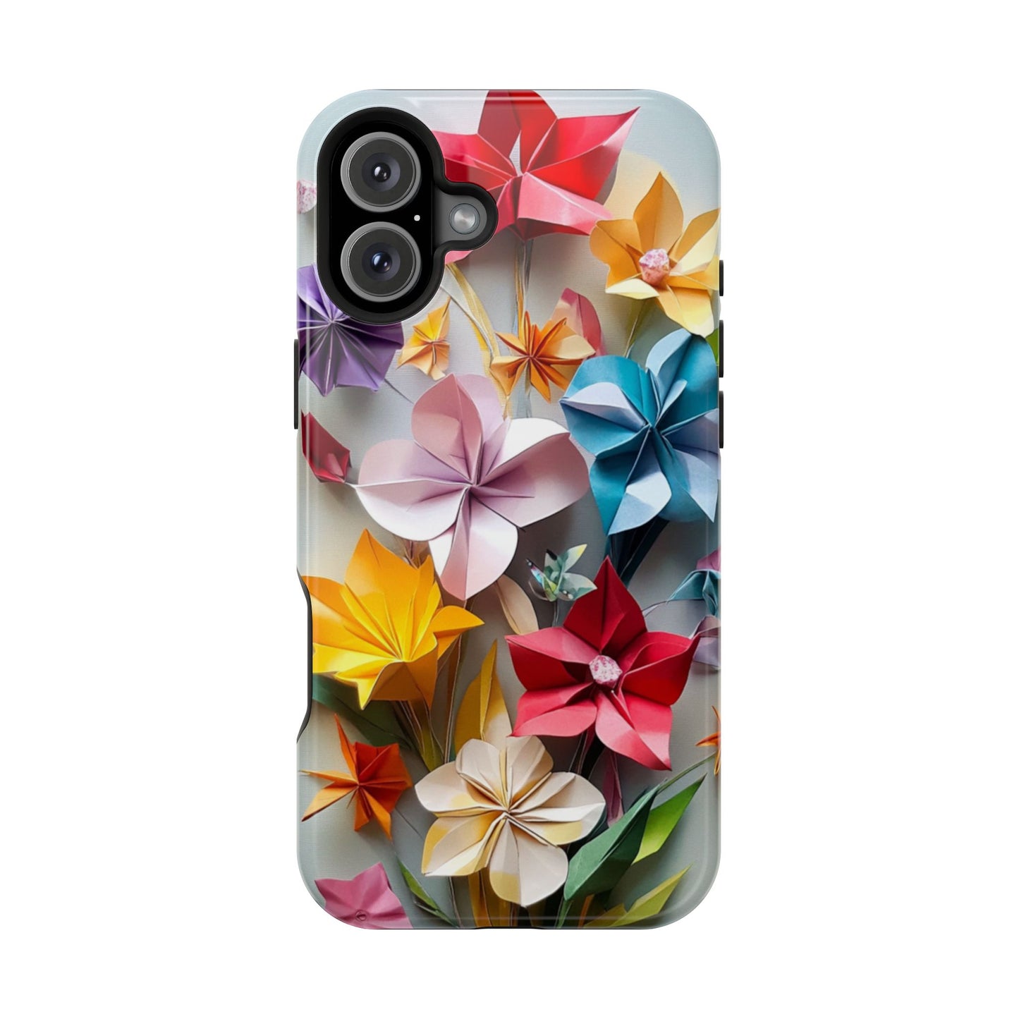 Flower Oragami Effect Magnetic Tough Case, MagSafe, iPhone 16 15 14 13