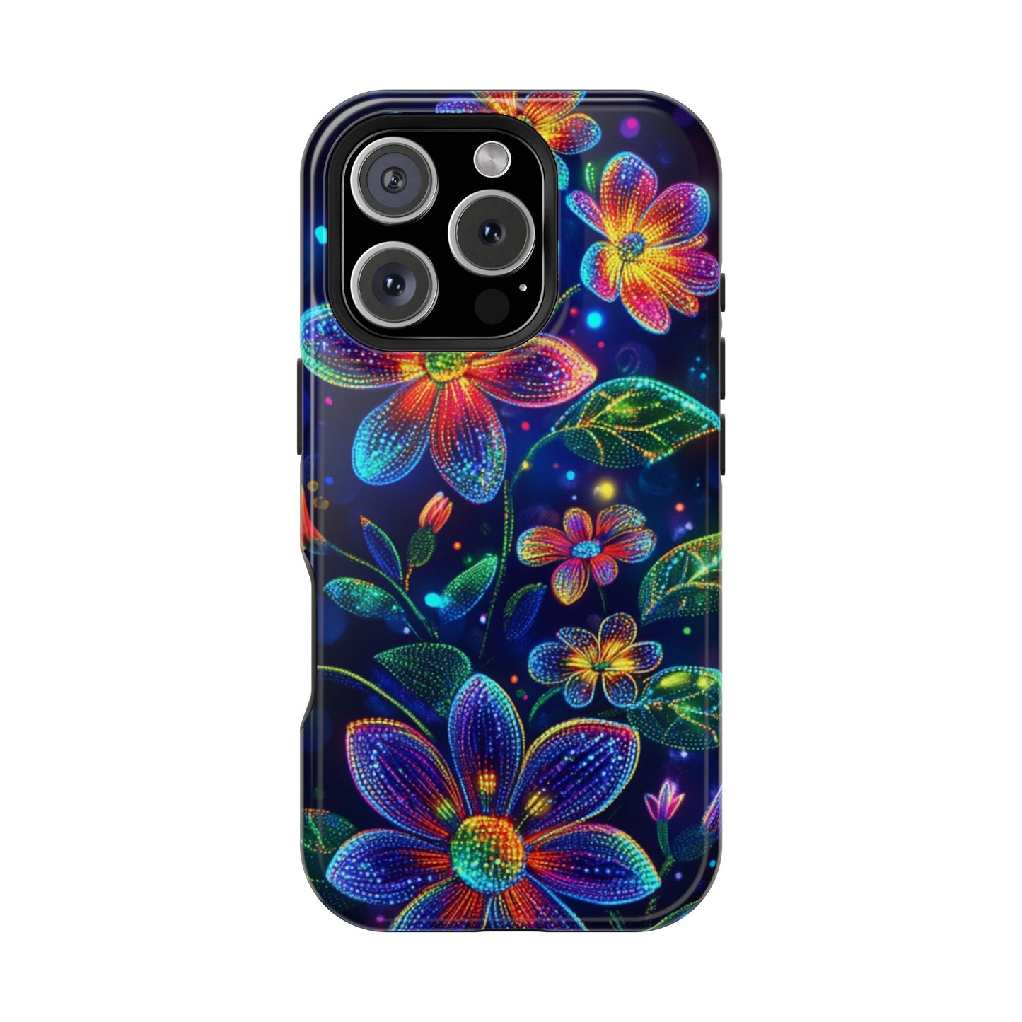 Flower Brite Lite Effect Magnetic Tough Cases, MagSafe, iPhone 16 15 14 13