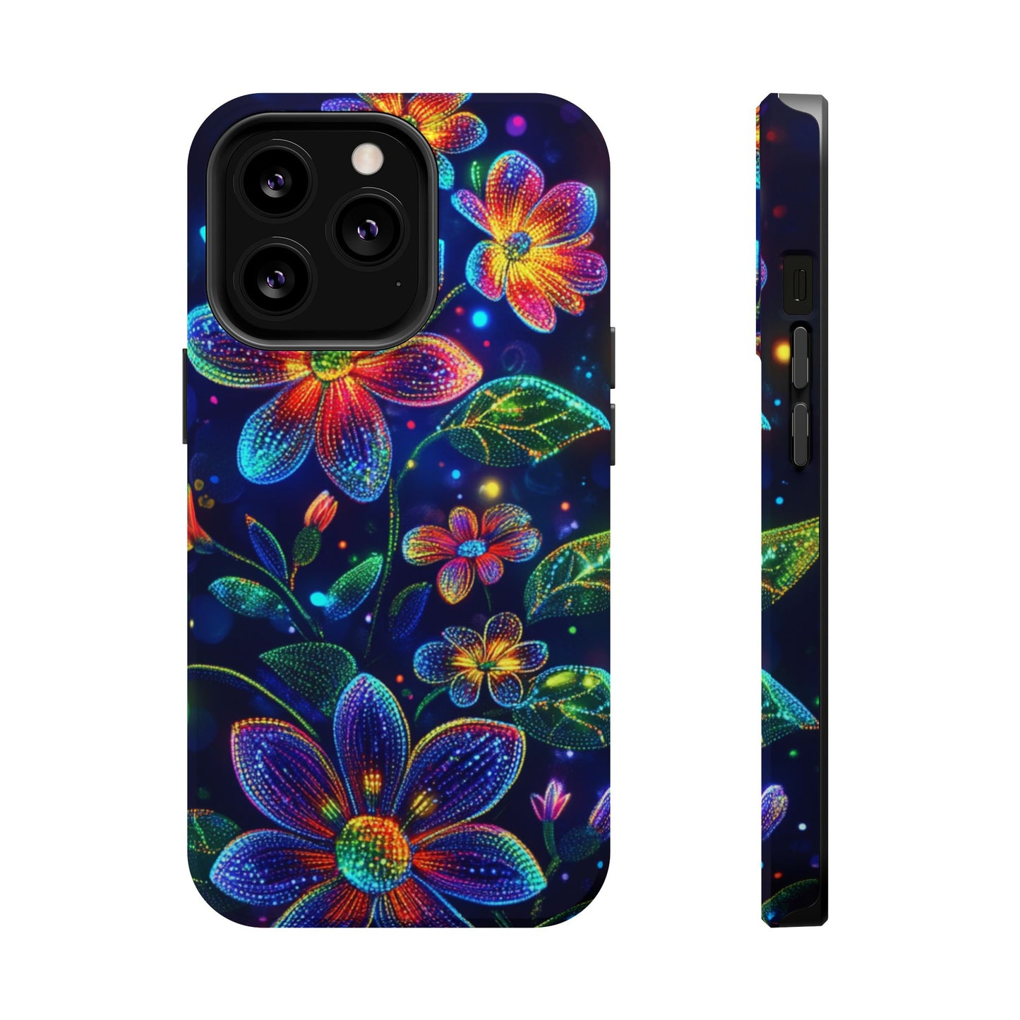 Flower Brite Lite Effect Magnetic Tough Cases, MagSafe, iPhone 16 15 14 13