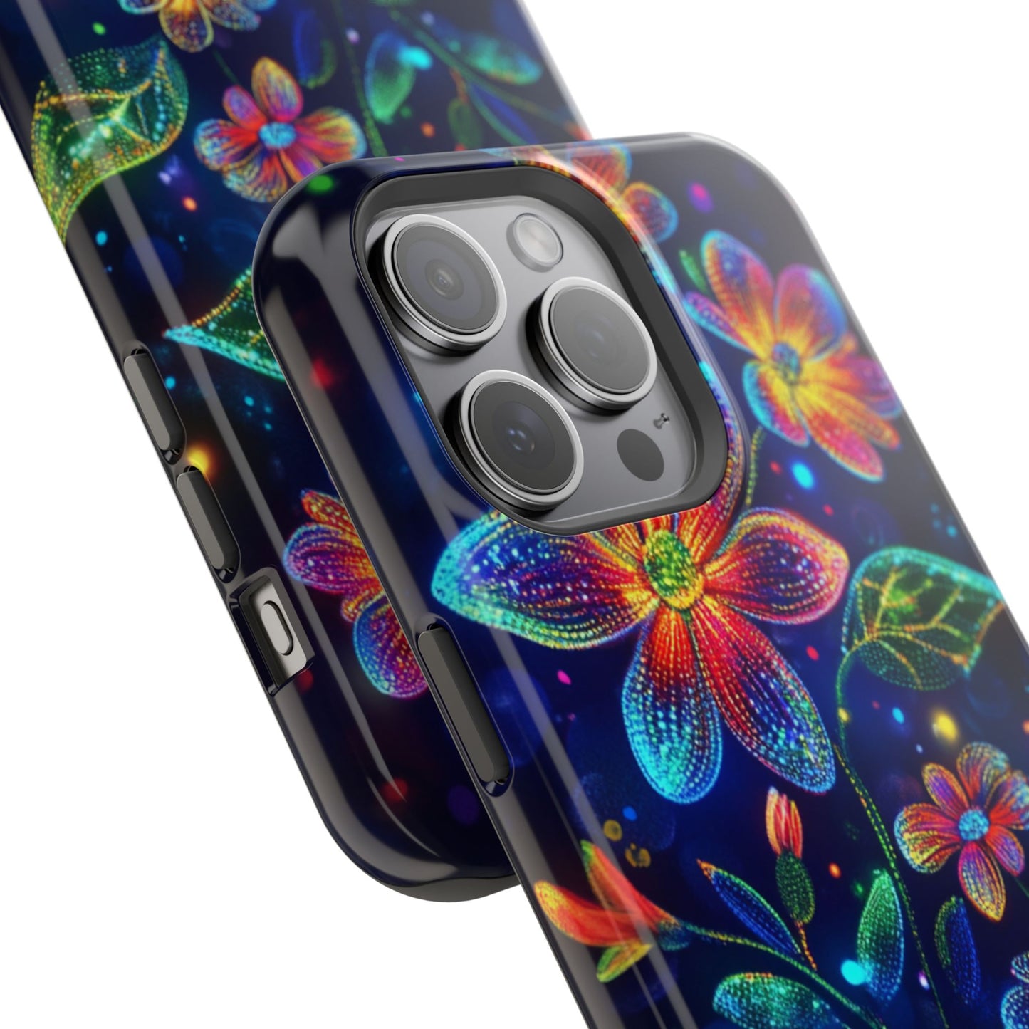 Flower Brite Lite Effect Magnetic Tough Cases, MagSafe, iPhone 16 15 14 13