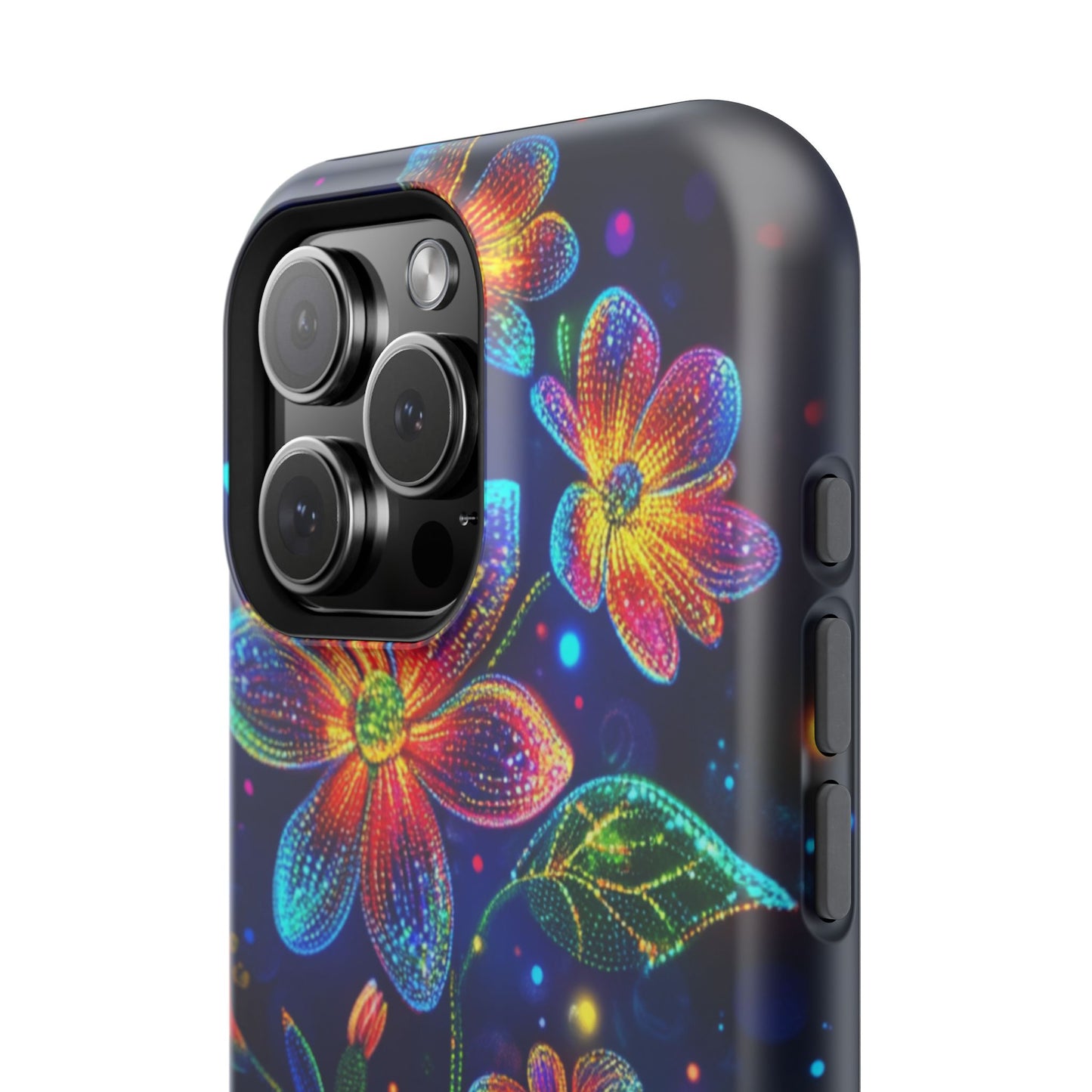 Flower Brite Lite Effect Magnetic Tough Cases, MagSafe, iPhone 16 15 14 13