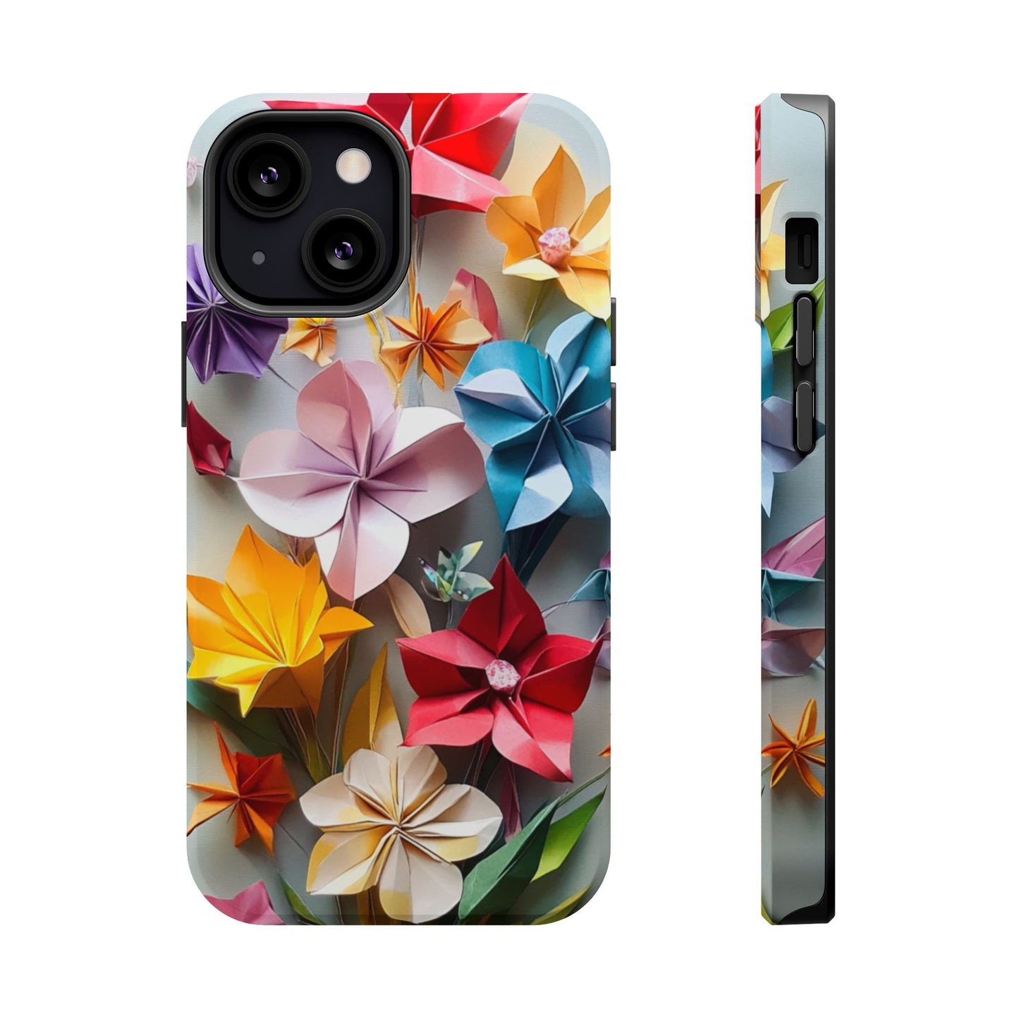 Flower Oragami Effect Magnetic Tough Case, MagSafe, iPhone 16 15 14 13