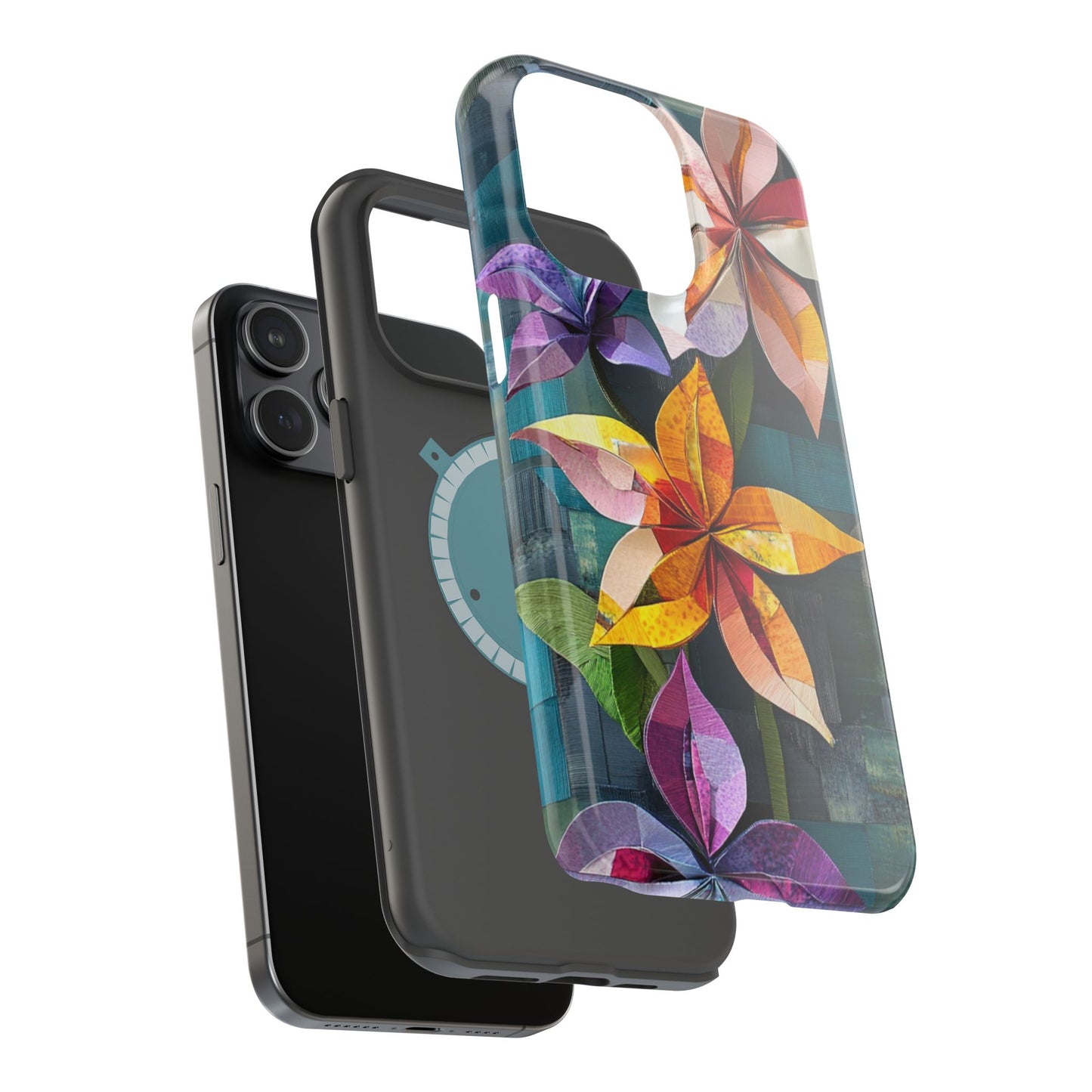 Bright Artistic Flower Magnetic Tough Cases, MagSafe, iPhone 16 15 14 13