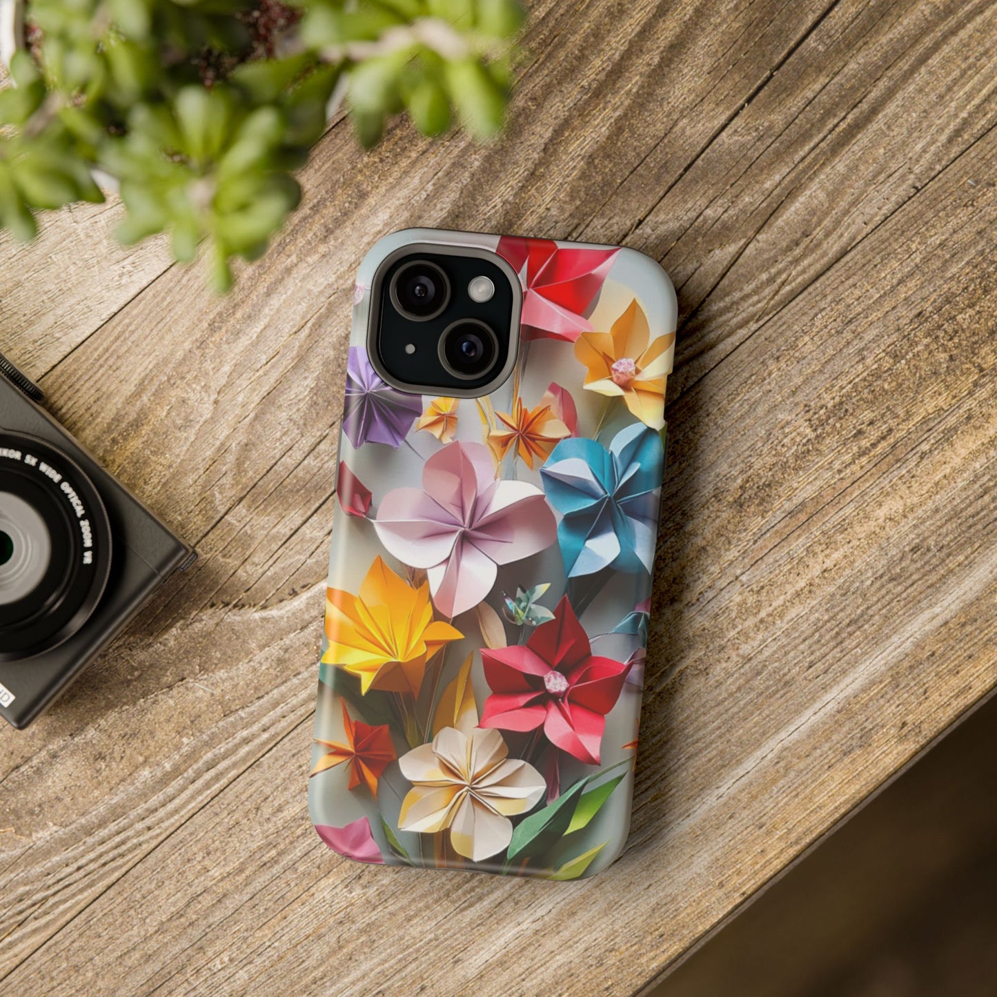 Flower Oragami Effect Magnetic Tough Case, MagSafe, iPhone 16 15 14 13