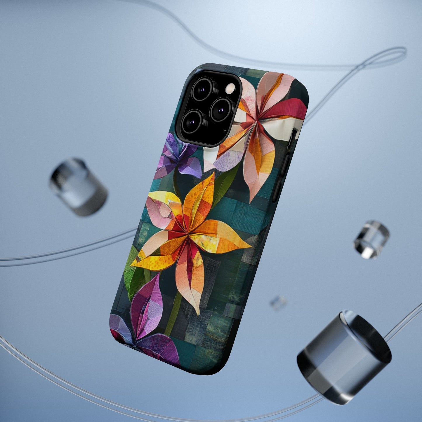 Bright Artistic Flower Magnetic Tough Cases, MagSafe, iPhone 16 15 14 13