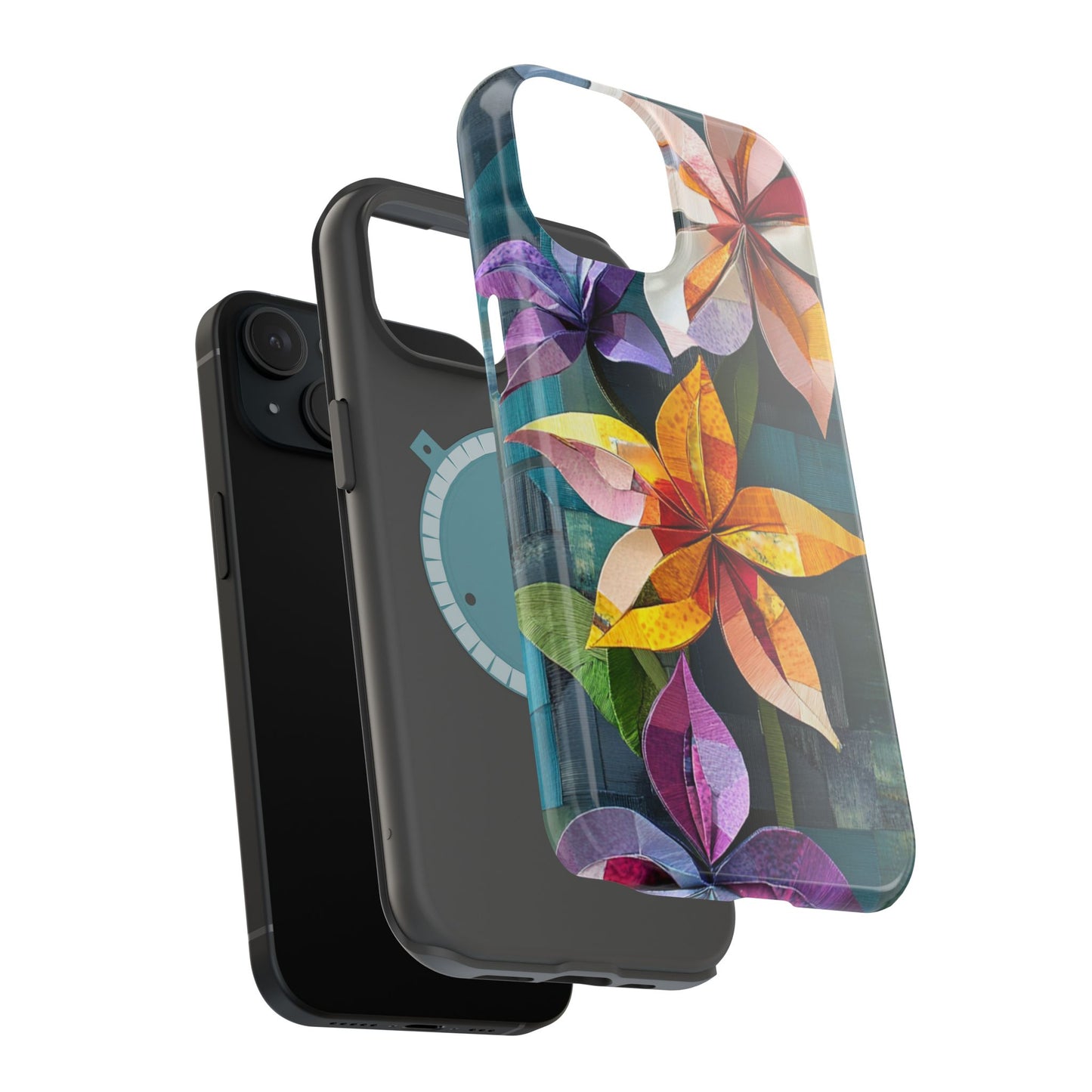 Bright Artistic Flower Magnetic Tough Cases, MagSafe, iPhone 16 15 14 13