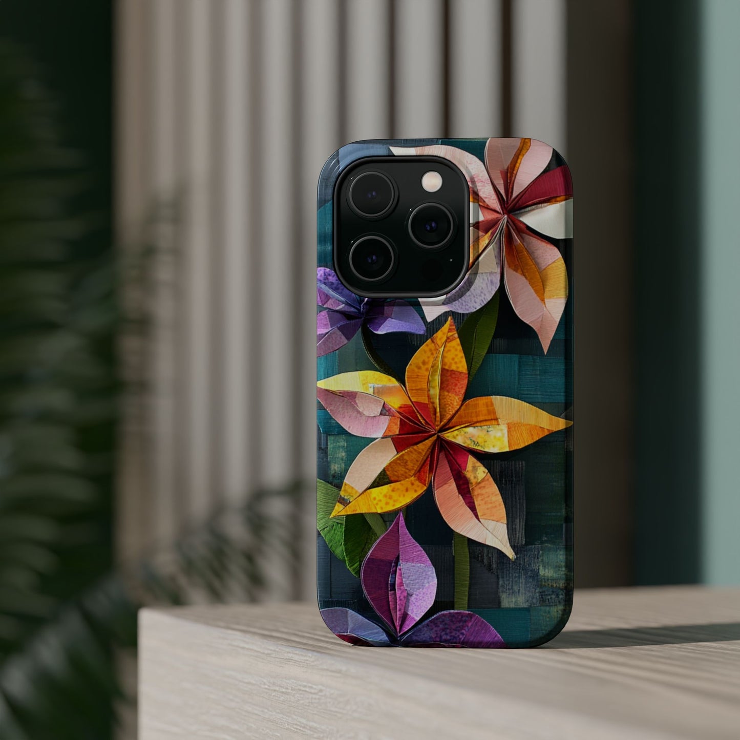 Bright Artistic Flower Magnetic Tough Cases, MagSafe, iPhone 16 15 14 13