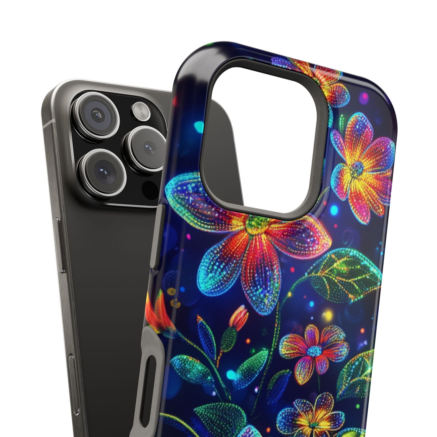 Flower Brite Lite Effect Magnetic Tough Cases, MagSafe, iPhone 16 15 14 13