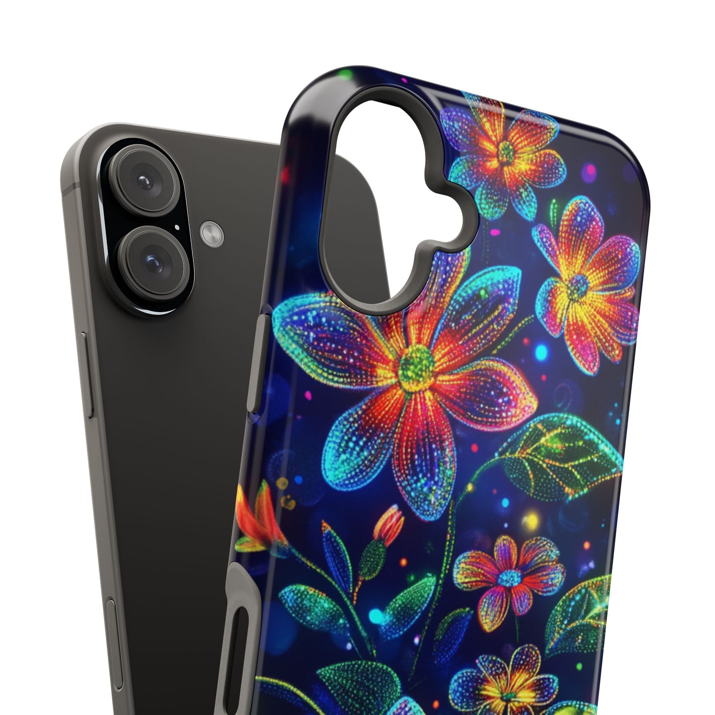 Flower Brite Lite Effect Magnetic Tough Cases, MagSafe, iPhone 16 15 14 13