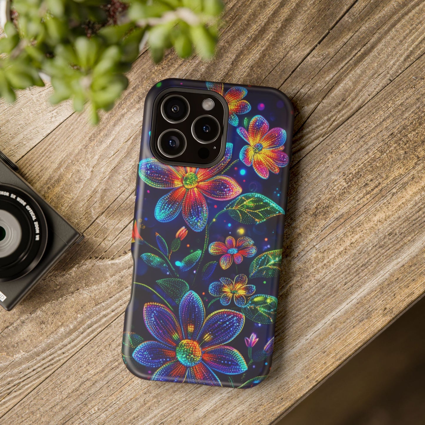 Flower Brite Lite Effect Magnetic Tough Cases, MagSafe, iPhone 16 15 14 13