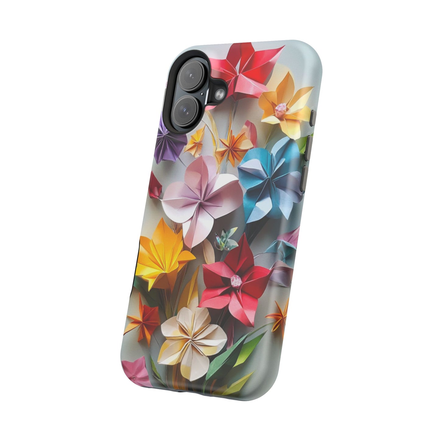 Flower Oragami Effect Magnetic Tough Case, MagSafe, iPhone 16 15 14 13