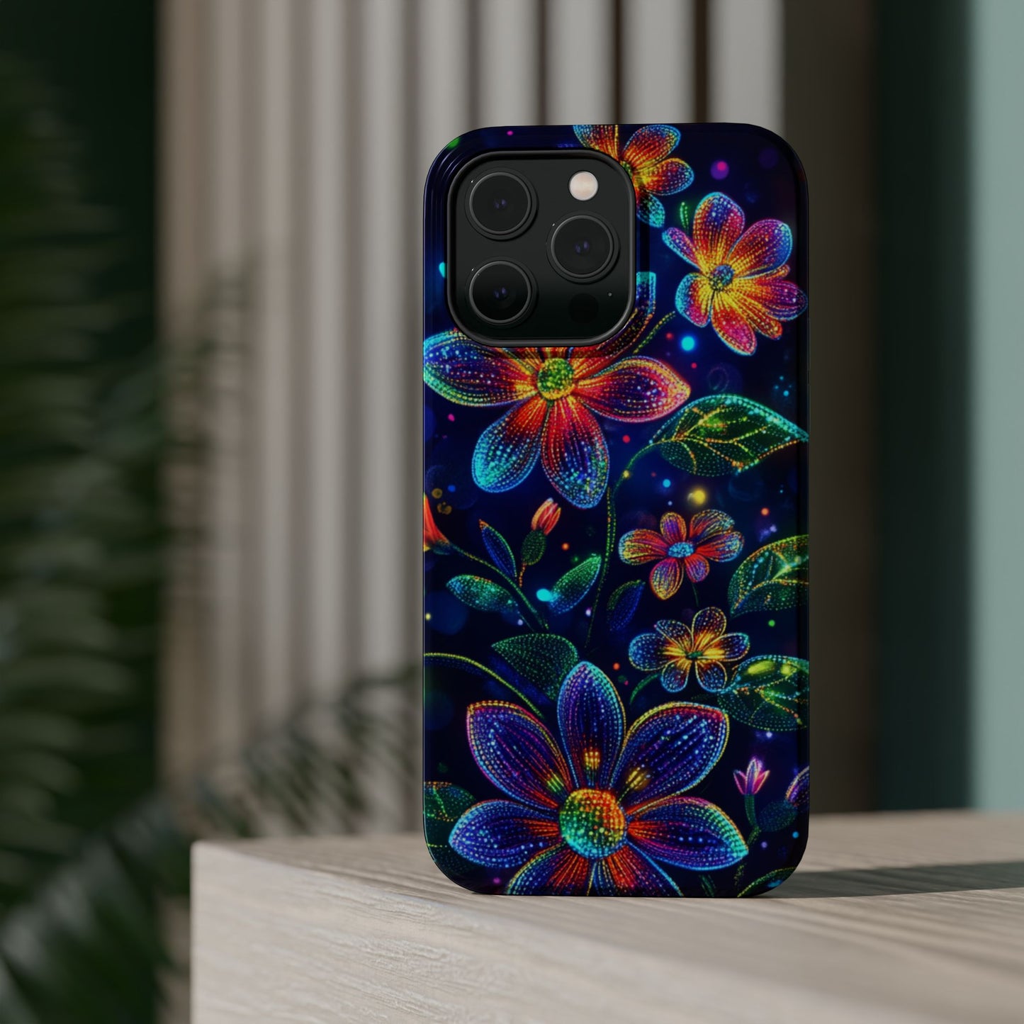 Flower Brite Lite Effect Magnetic Tough Cases, MagSafe, iPhone 16 15 14 13