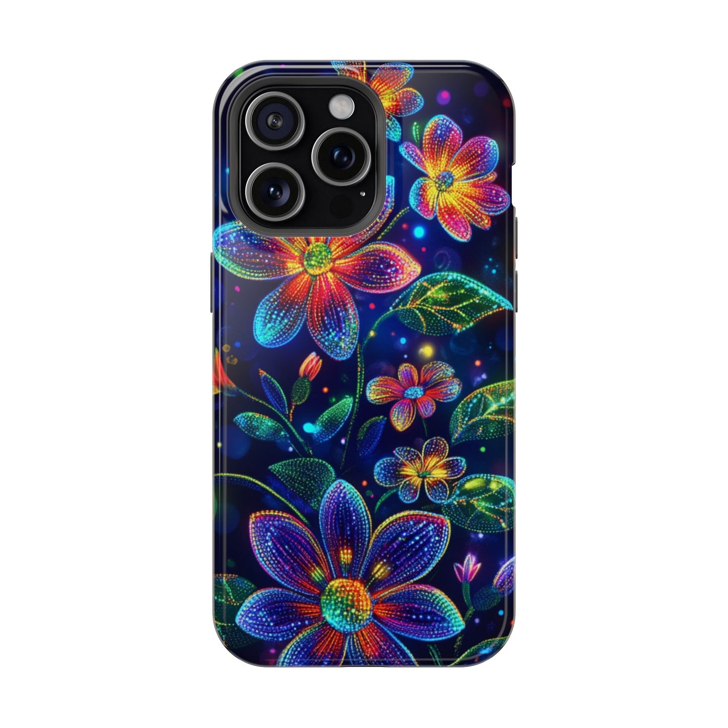 Flower Brite Lite Effect Magnetic Tough Cases, MagSafe, iPhone 16 15 14 13