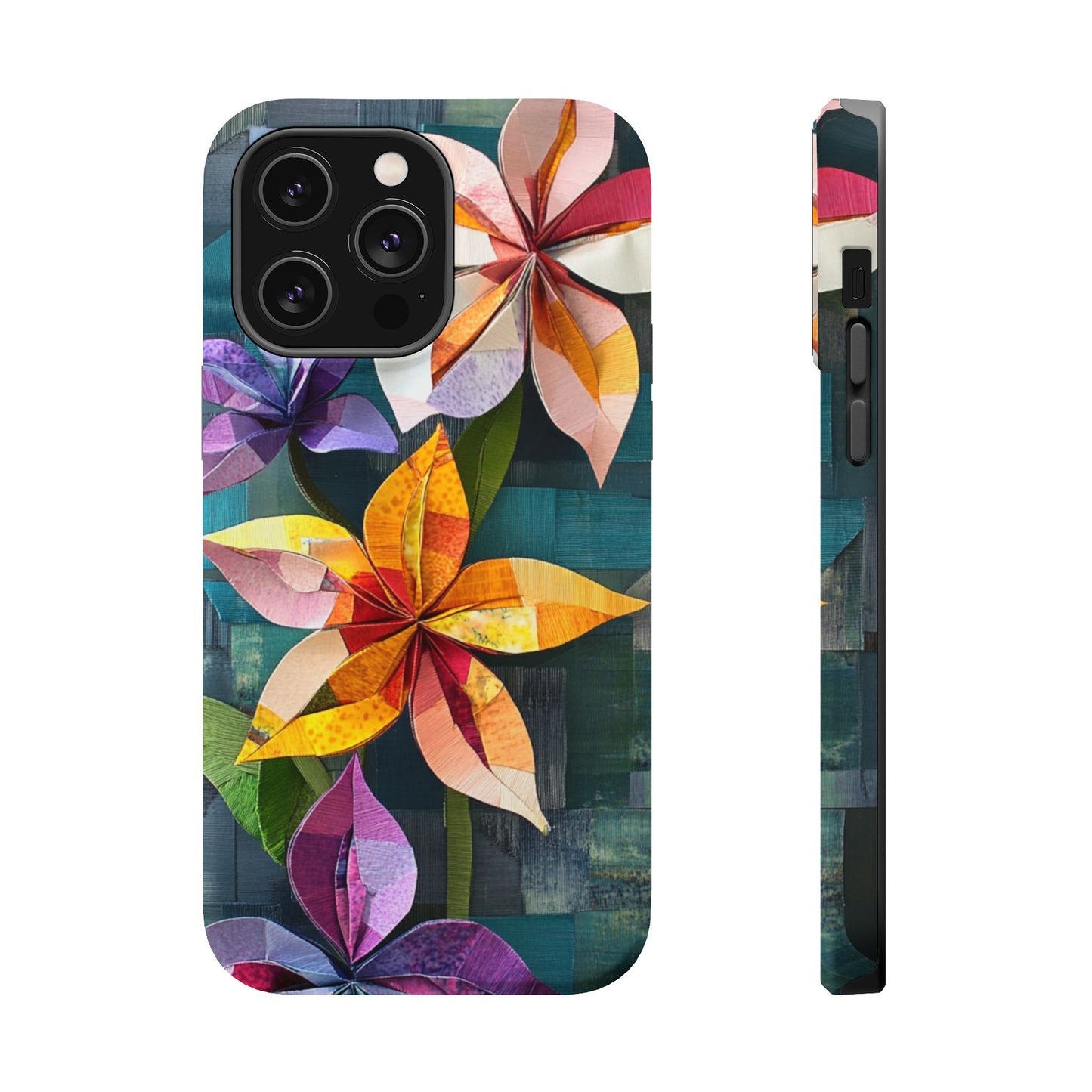 Bright Artistic Flower Magnetic Tough Cases, MagSafe, iPhone 16 15 14 13