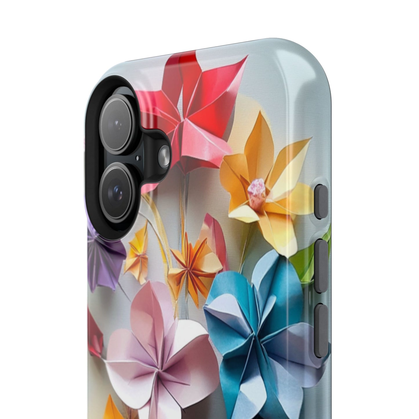 Flower Oragami Effect Magnetic Tough Case, MagSafe, iPhone 16 15 14 13