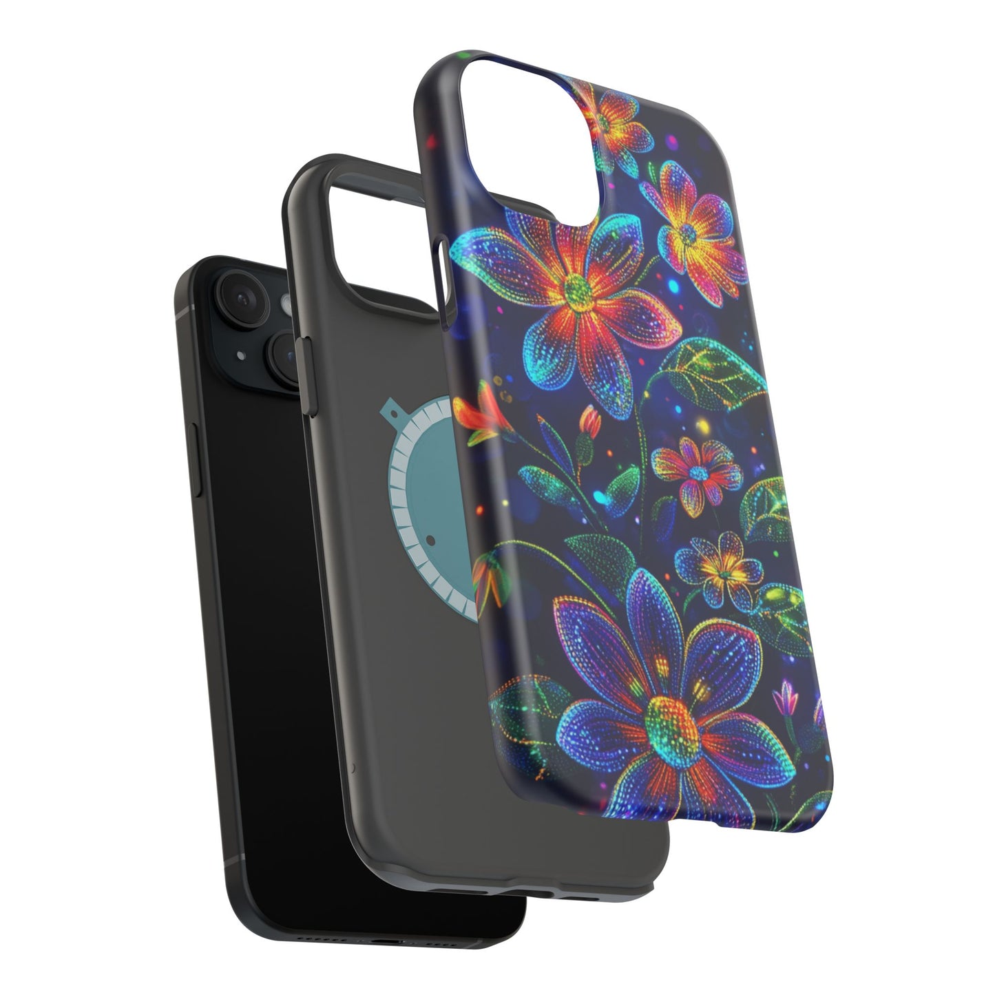 Flower Brite Lite Effect Magnetic Tough Cases, MagSafe, iPhone 16 15 14 13