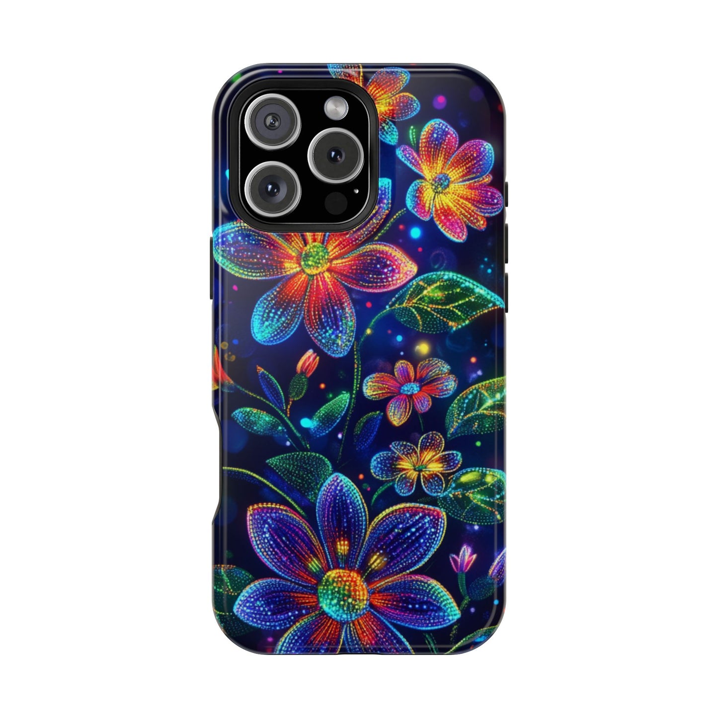 Flower Brite Lite Effect Magnetic Tough Cases, MagSafe, iPhone 16 15 14 13