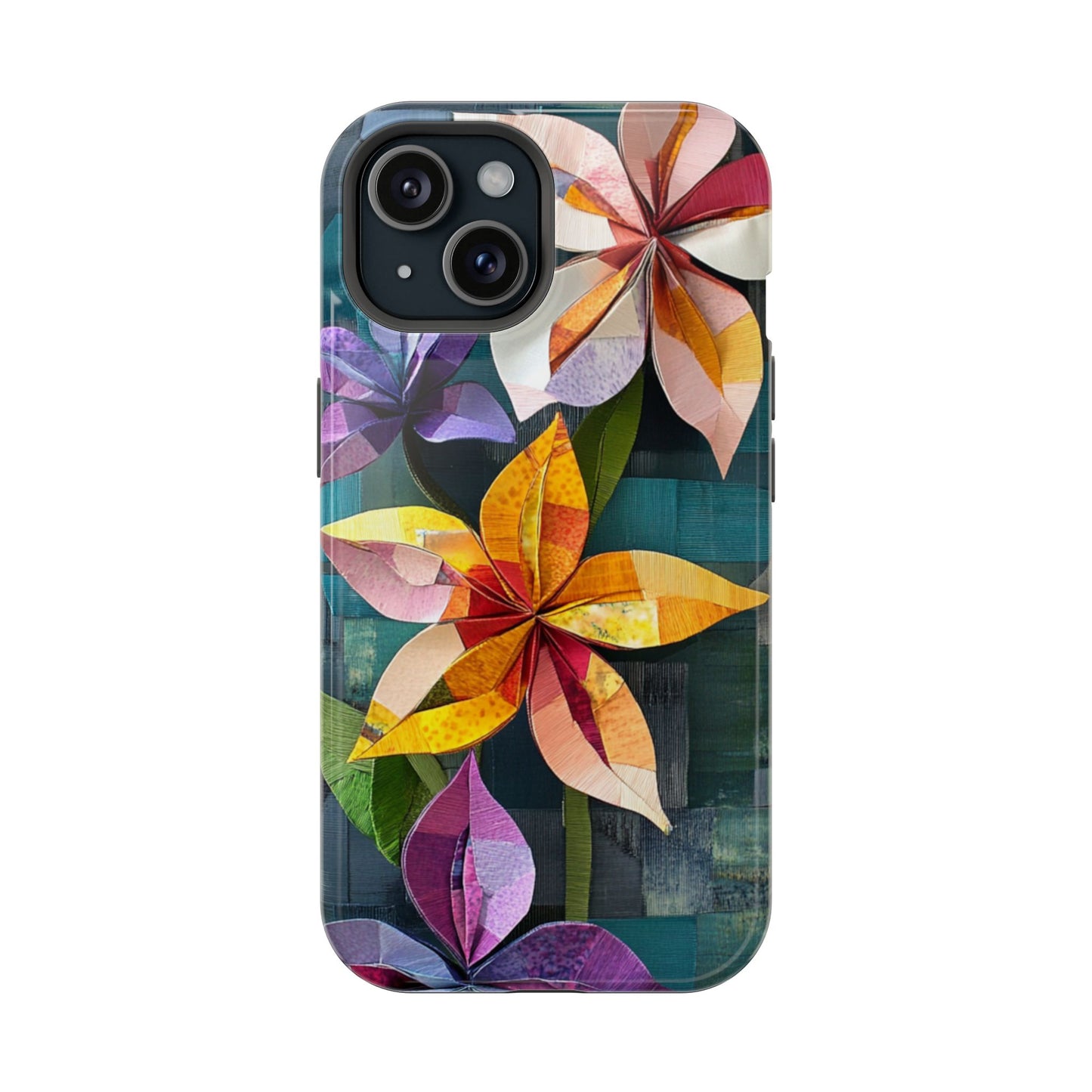 Bright Artistic Flower Magnetic Tough Cases, MagSafe, iPhone 16 15 14 13