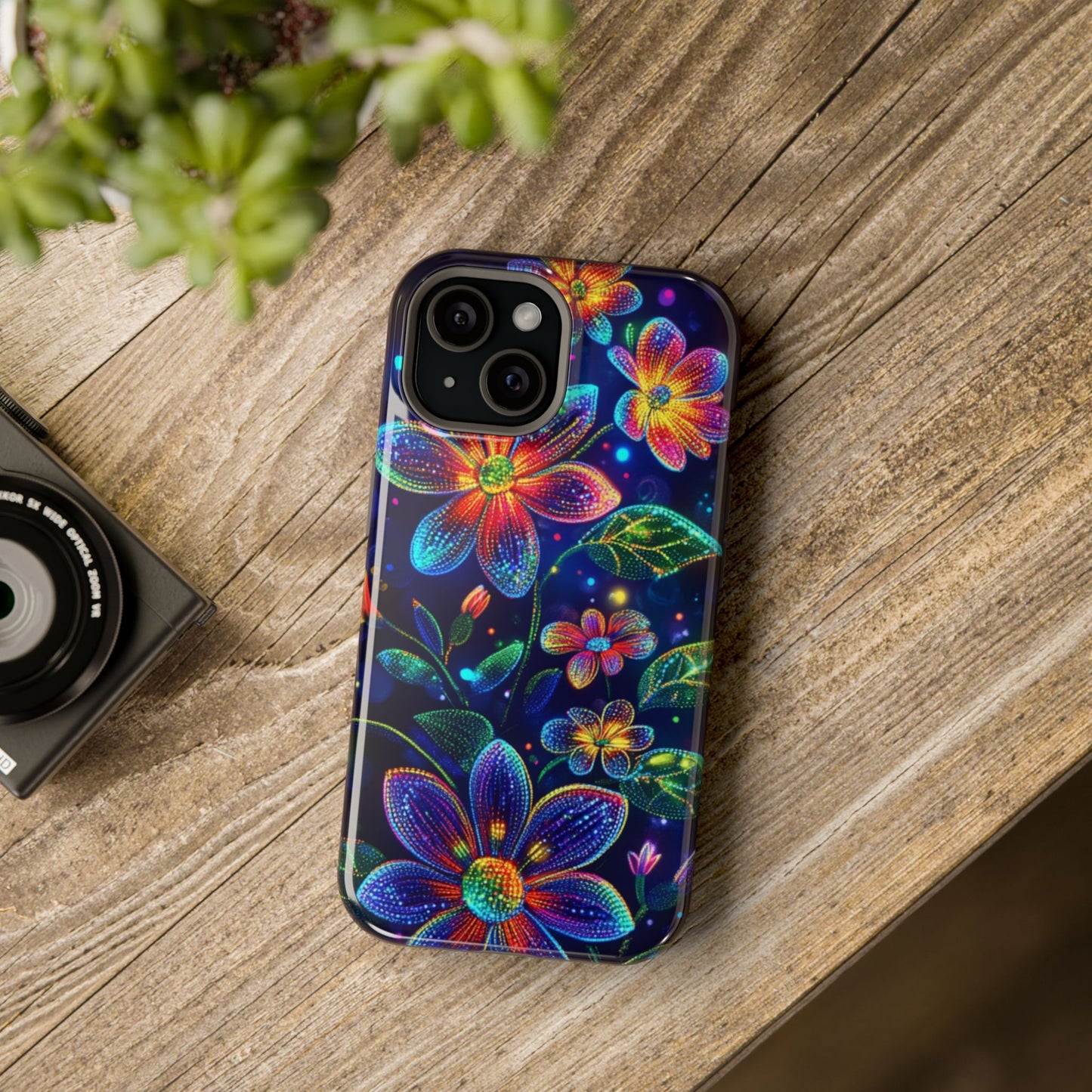 Flower Brite Lite Effect Magnetic Tough Cases, MagSafe, iPhone 16 15 14 13