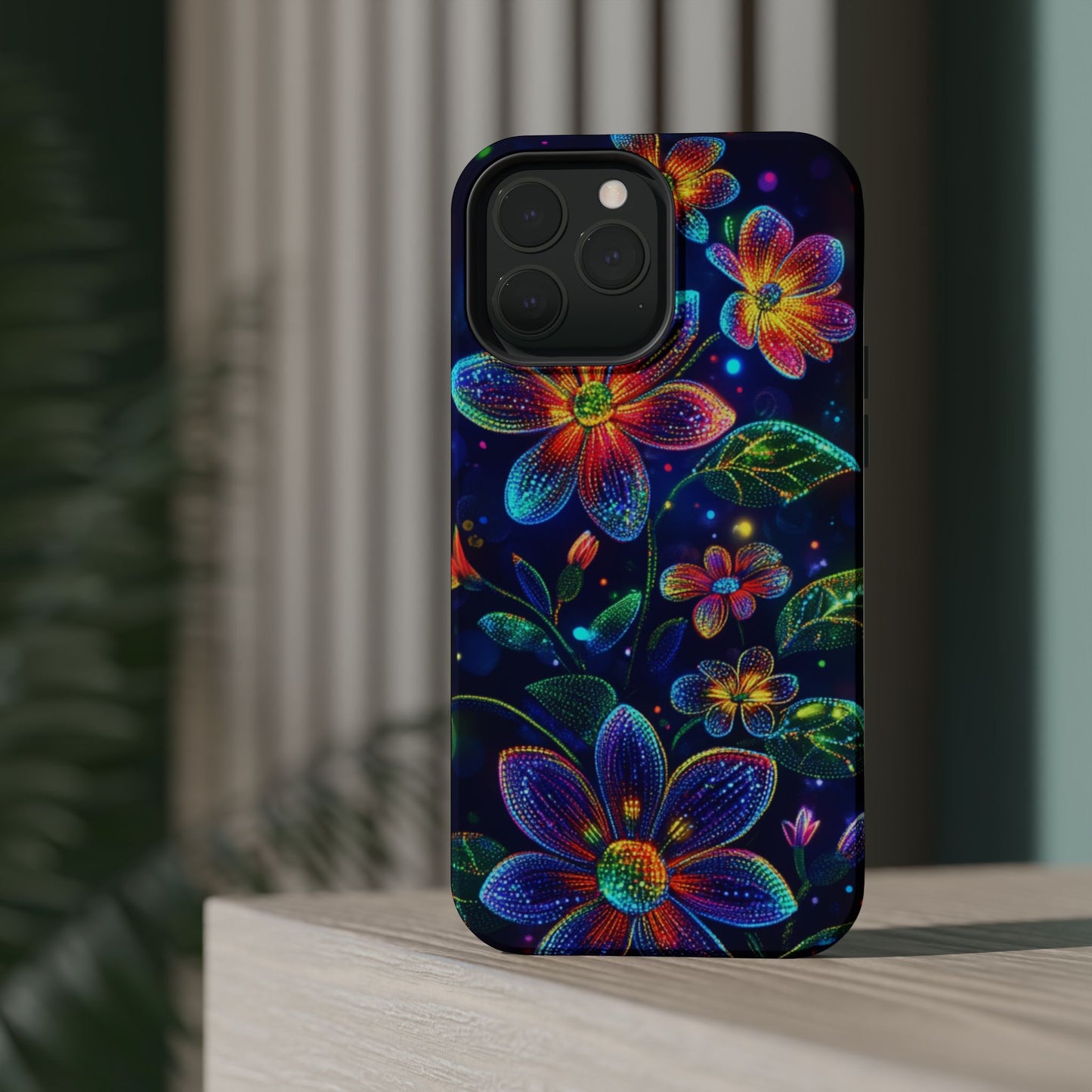 Flower Brite Lite Effect Magnetic Tough Cases, MagSafe, iPhone 16 15 14 13