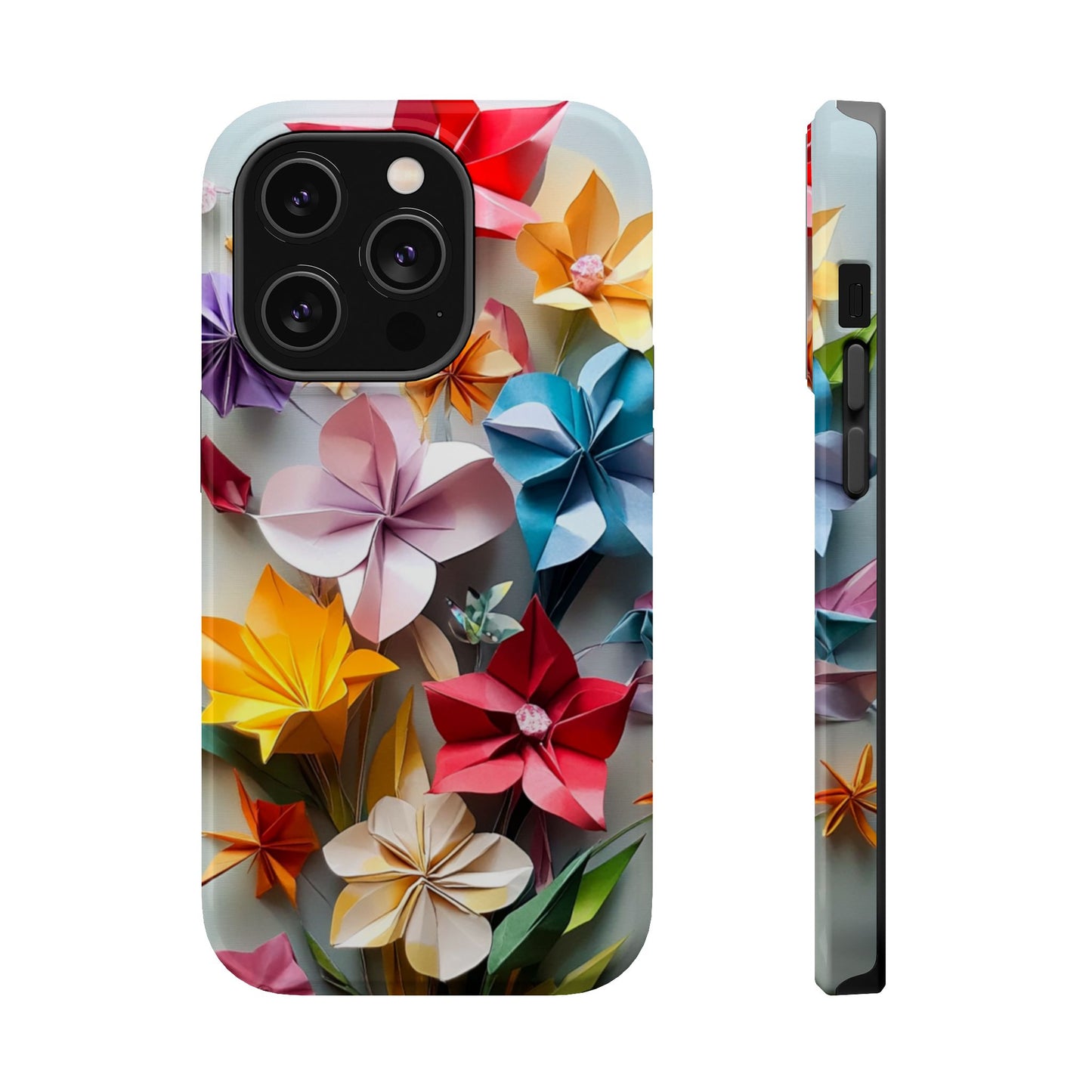 Flower Oragami Effect Magnetic Tough Case, MagSafe, iPhone 16 15 14 13