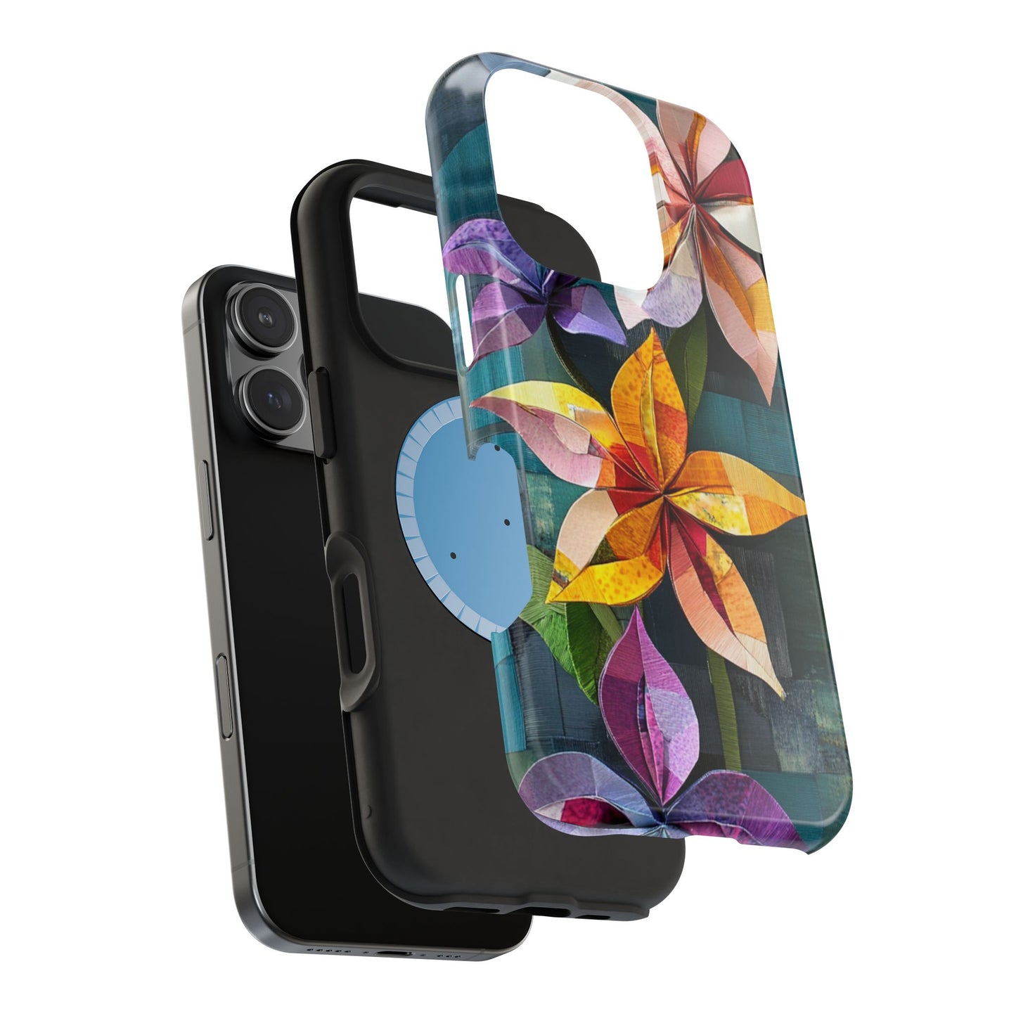 Bright Artistic Flower Magnetic Tough Cases, MagSafe, iPhone 16 15 14 13