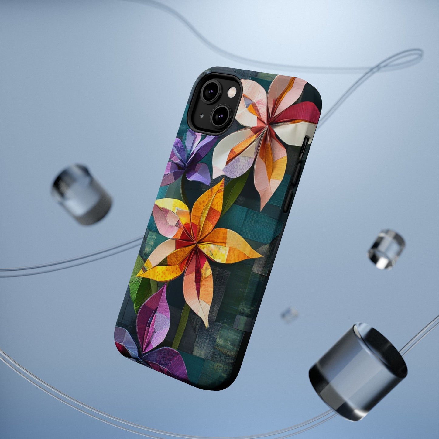 Bright Artistic Flower Magnetic Tough Cases, MagSafe, iPhone 16 15 14 13