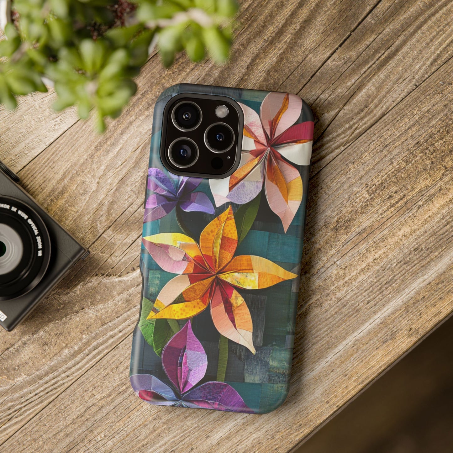 Bright Artistic Flower Magnetic Tough Cases, MagSafe, iPhone 16 15 14 13