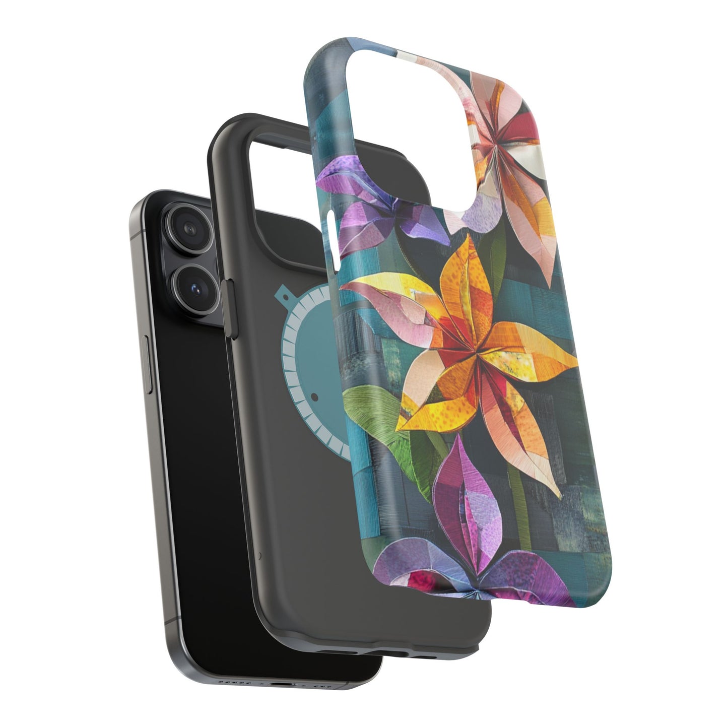 Bright Artistic Flower Magnetic Tough Cases, MagSafe, iPhone 16 15 14 13