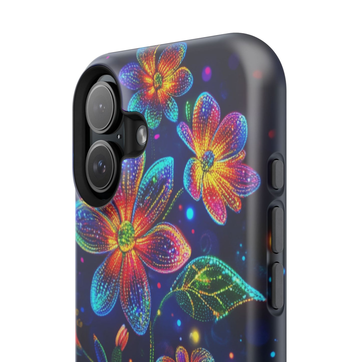 Flower Brite Lite Effect Magnetic Tough Cases, MagSafe, iPhone 16 15 14 13