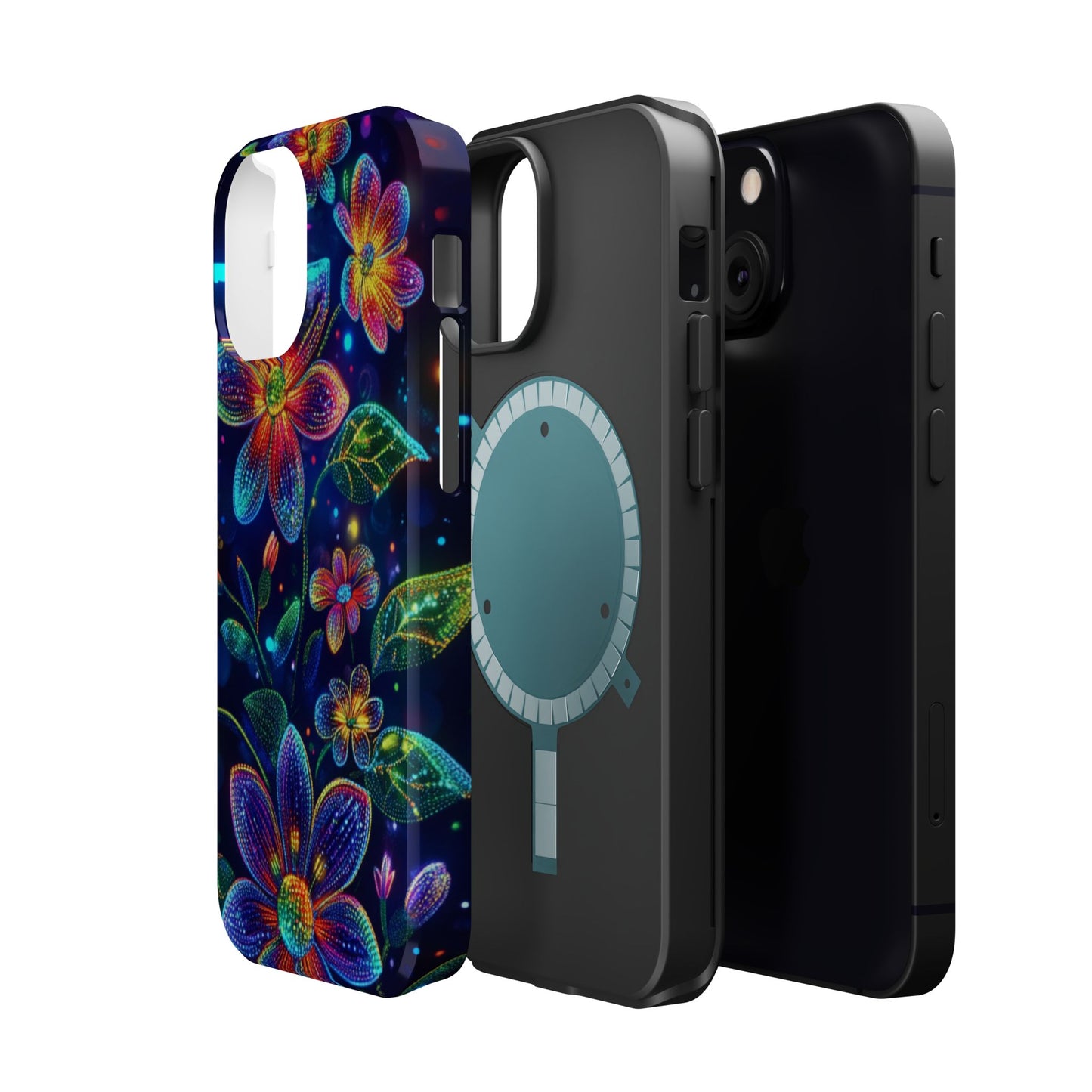 Flower Brite Lite Effect Magnetic Tough Cases, MagSafe, iPhone 16 15 14 13