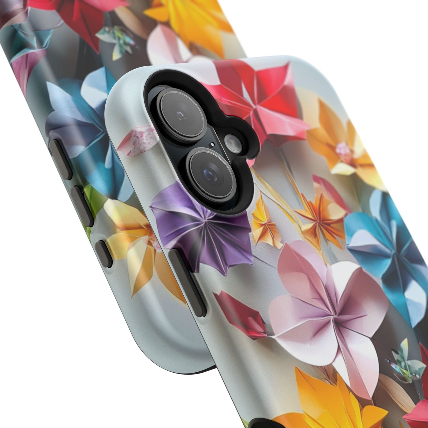 Flower Oragami Effect Magnetic Tough Case, MagSafe, iPhone 16 15 14 13