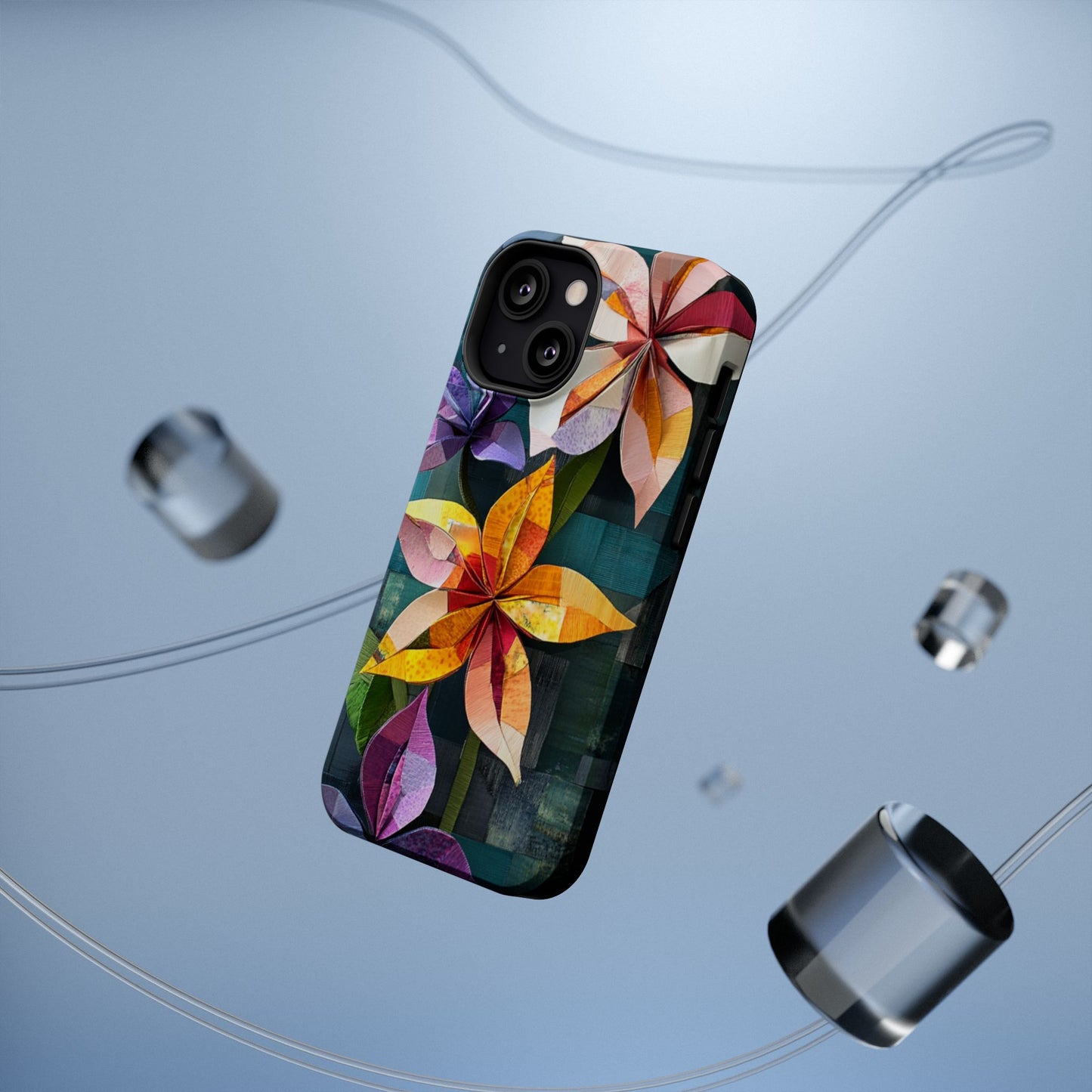 Bright Artistic Flower Magnetic Tough Cases, MagSafe, iPhone 16 15 14 13