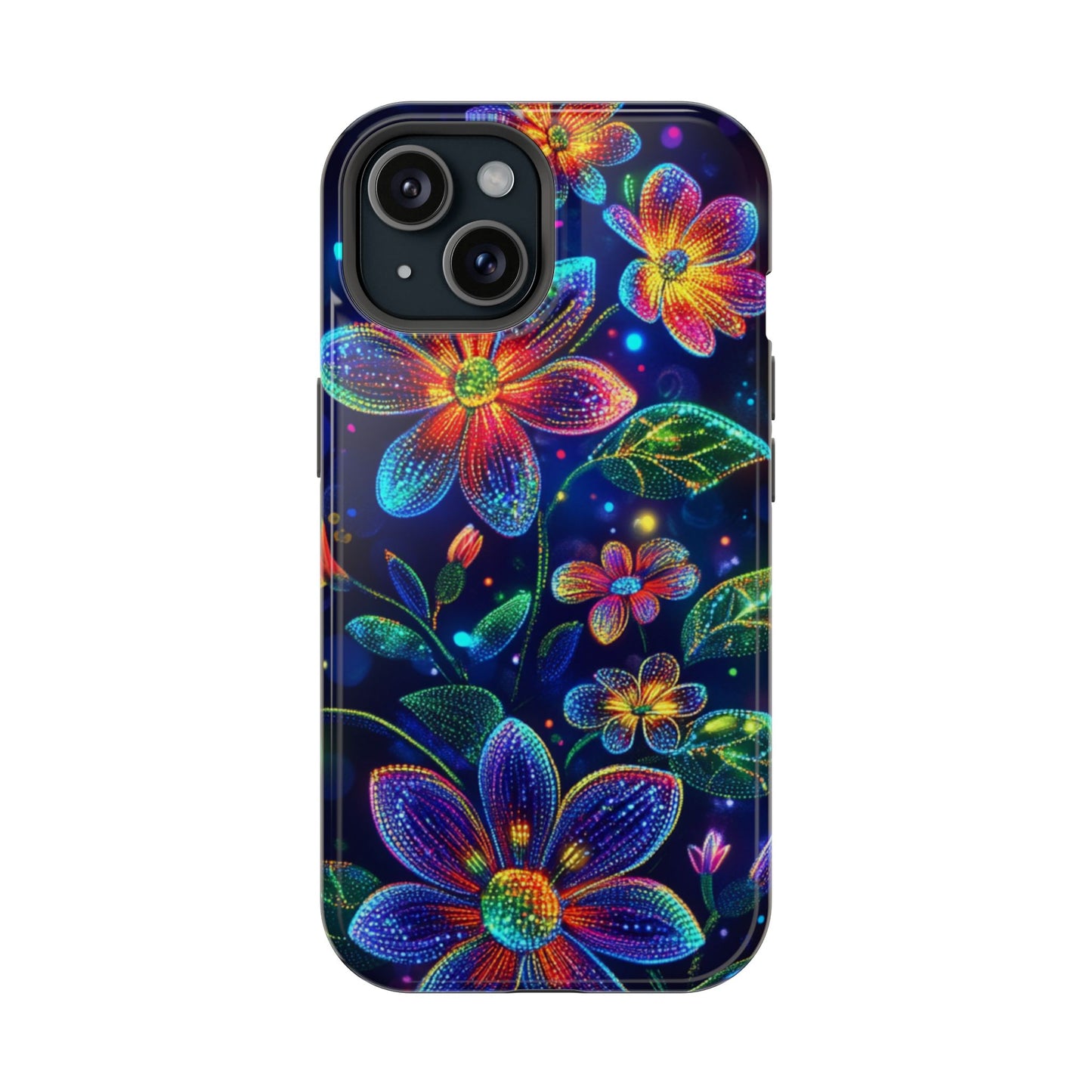 Flower Brite Lite Effect Magnetic Tough Cases, MagSafe, iPhone 16 15 14 13