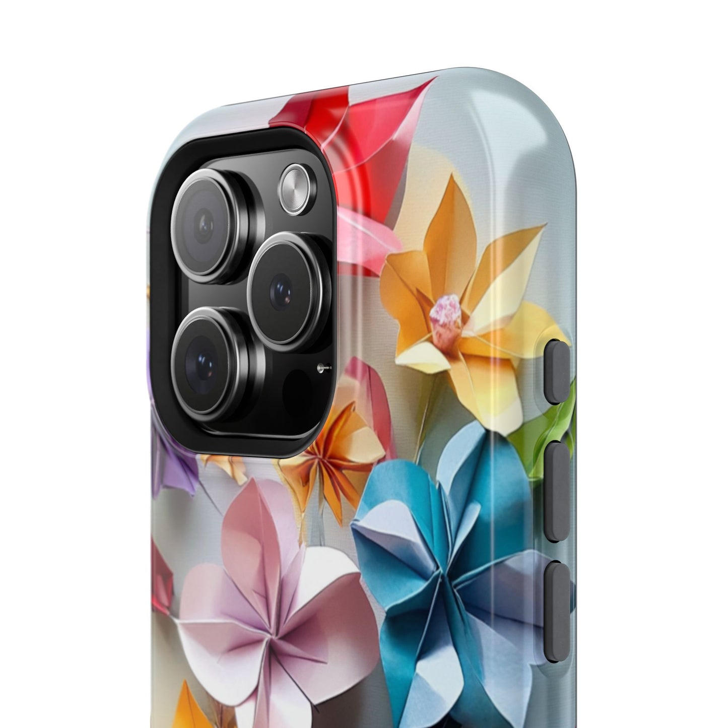 Flower Oragami Effect Magnetic Tough Case, MagSafe, iPhone 16 15 14 13