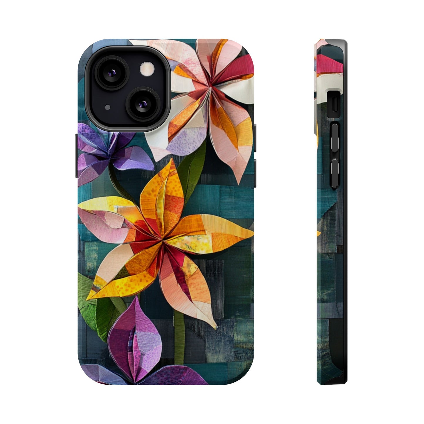 Bright Artistic Flower Magnetic Tough Cases, MagSafe, iPhone 16 15 14 13