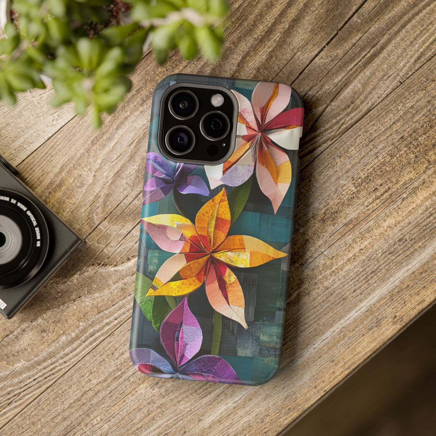 Bright Artistic Flower Magnetic Tough Cases, MagSafe, iPhone 16 15 14 13