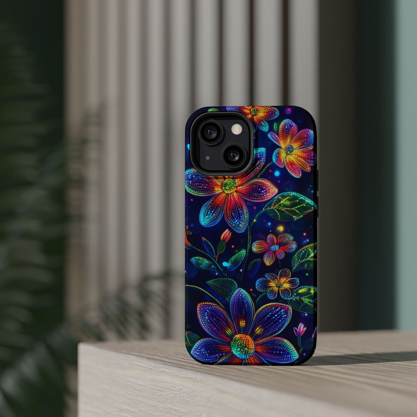 Flower Brite Lite Effect Magnetic Tough Cases, MagSafe, iPhone 16 15 14 13