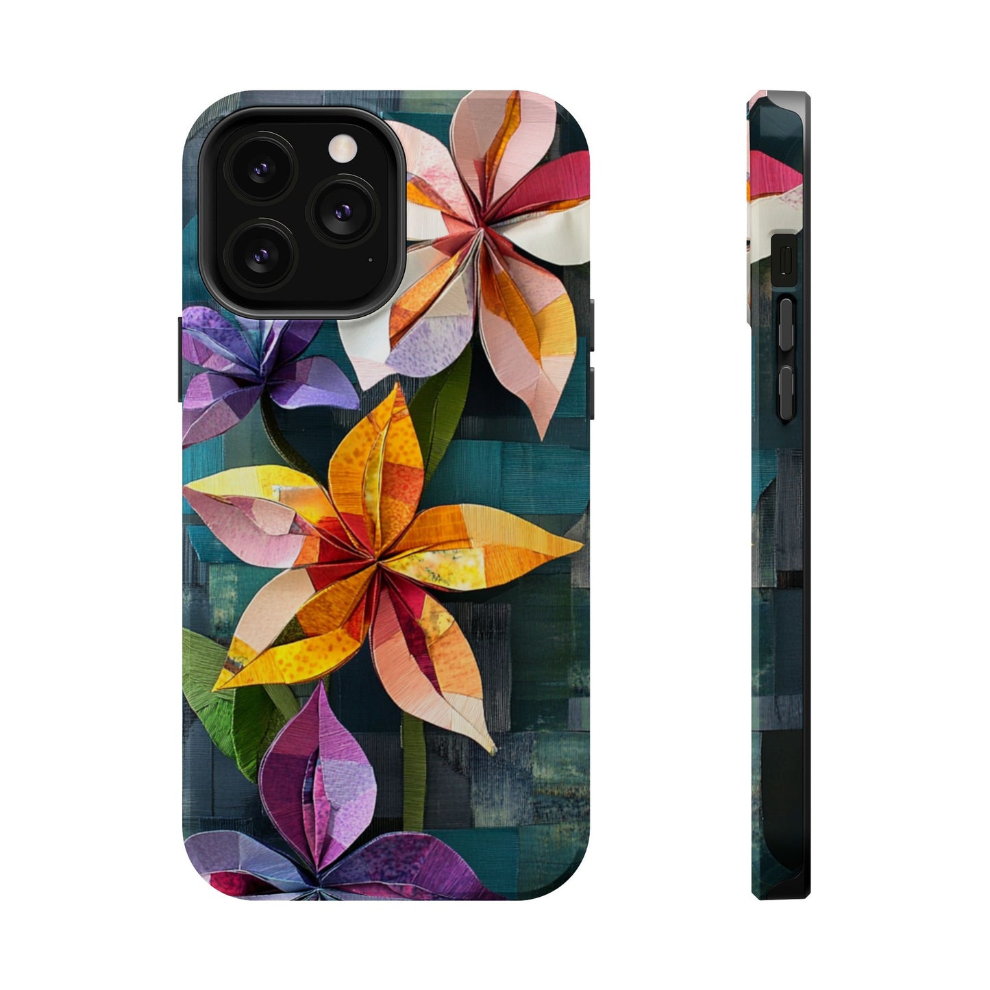 Bright Artistic Flower Magnetic Tough Cases, MagSafe, iPhone 16 15 14 13