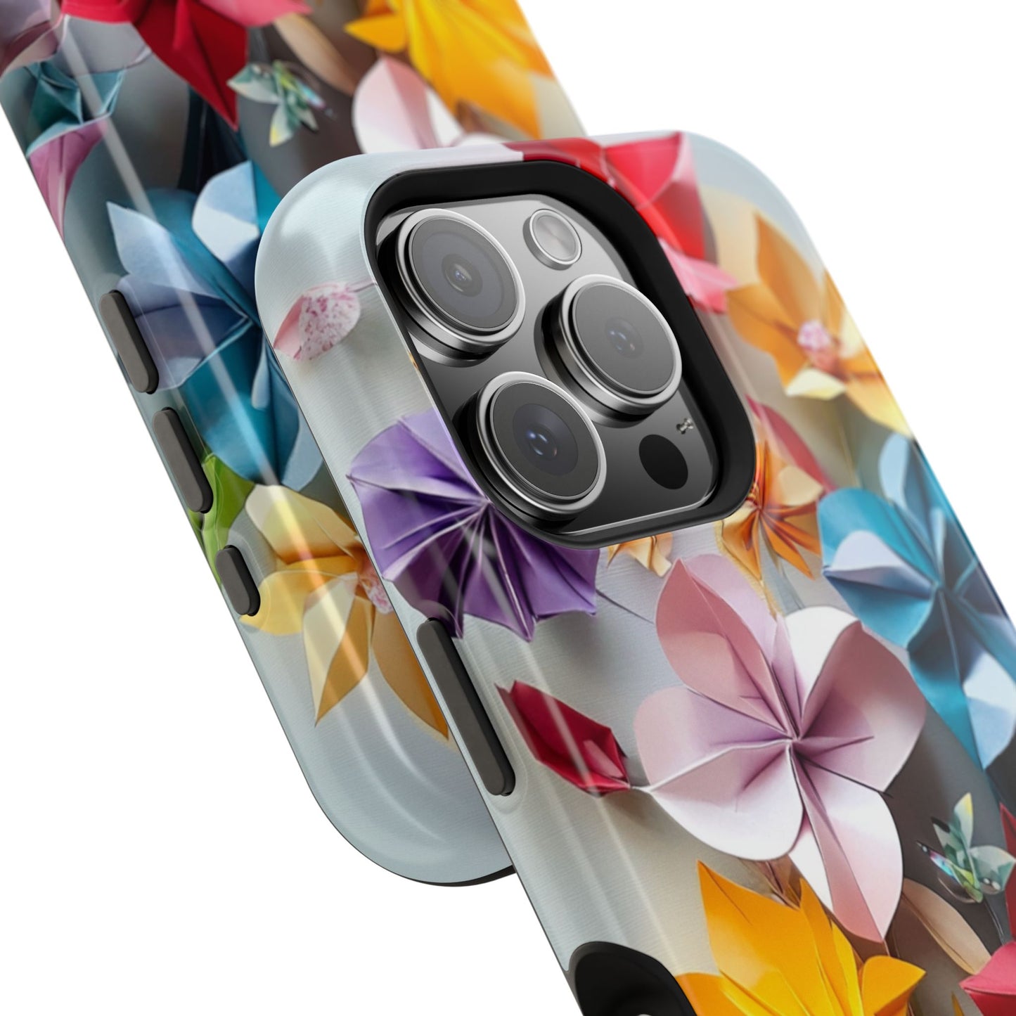 Flower Oragami Effect Magnetic Tough Case, MagSafe, iPhone 16 15 14 13