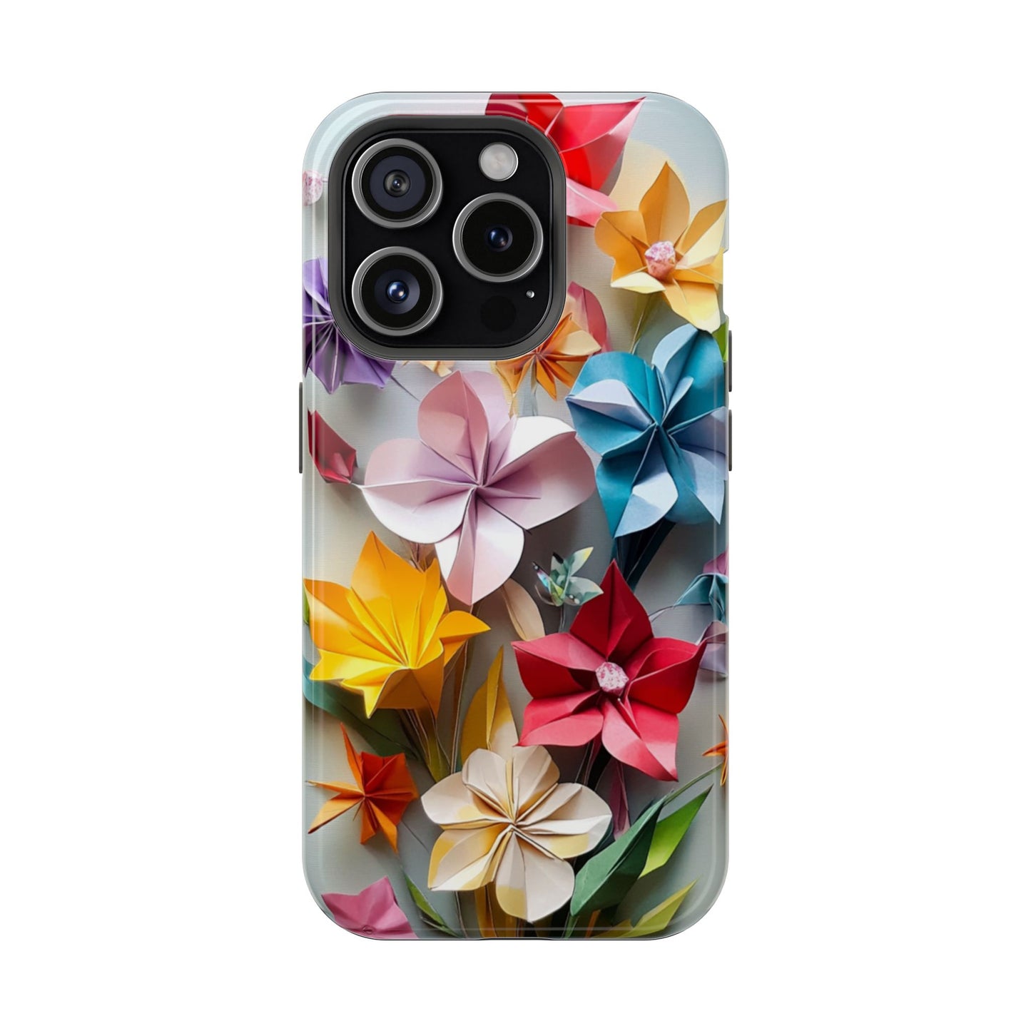 Flower Oragami Effect Magnetic Tough Case, MagSafe, iPhone 16 15 14 13