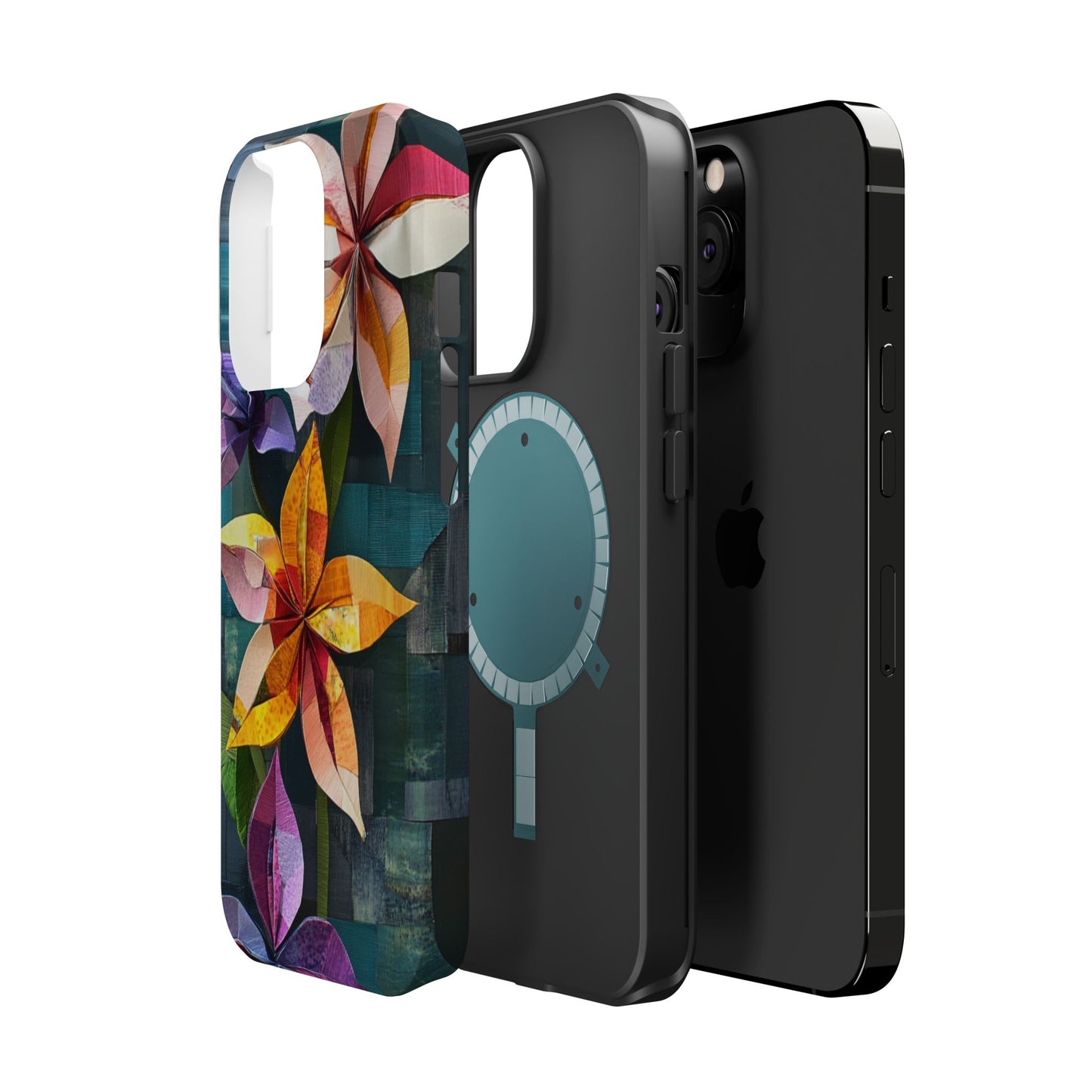 Bright Artistic Flower Magnetic Tough Cases, MagSafe, iPhone 16 15 14 13