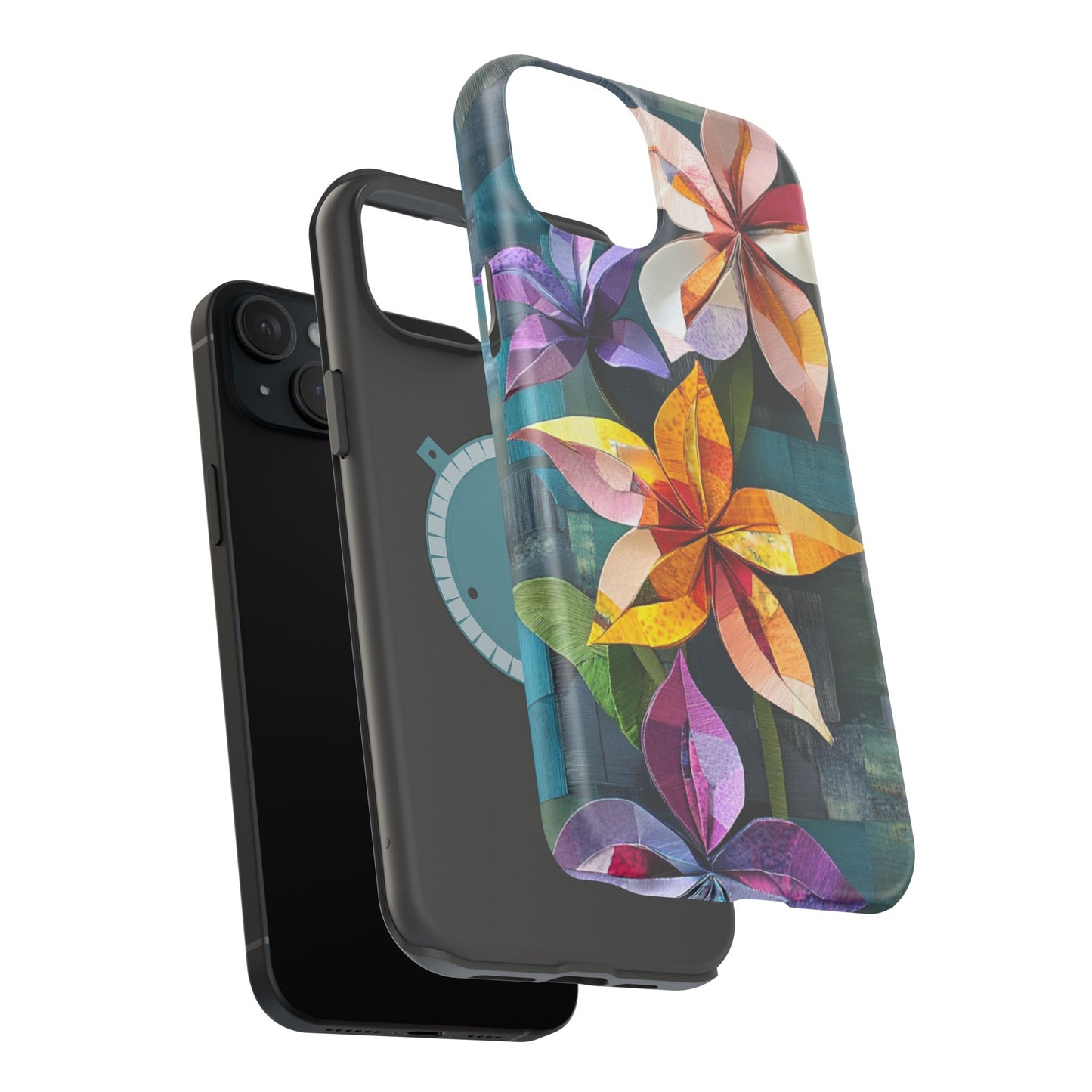 Bright Artistic Flower Magnetic Tough Cases, MagSafe, iPhone 16 15 14 13