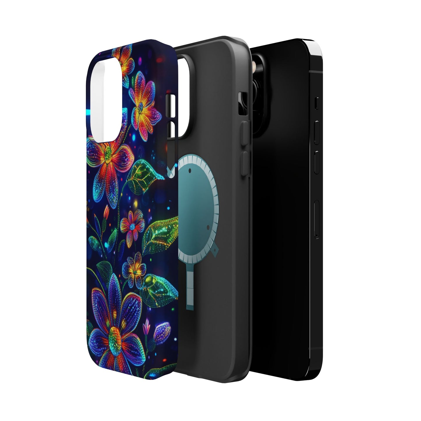 Flower Brite Lite Effect Magnetic Tough Cases, MagSafe, iPhone 16 15 14 13