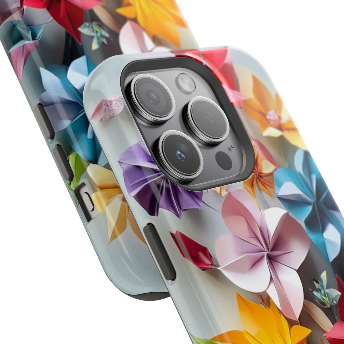 Flower Oragami Effect Magnetic Tough Case, MagSafe, iPhone 16 15 14 13