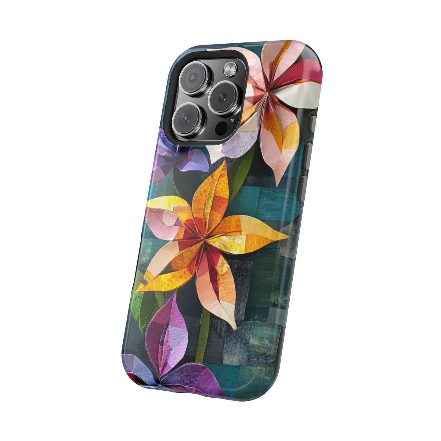 Bright Artistic Flower Magnetic Tough Cases, MagSafe, iPhone 16 15 14 13