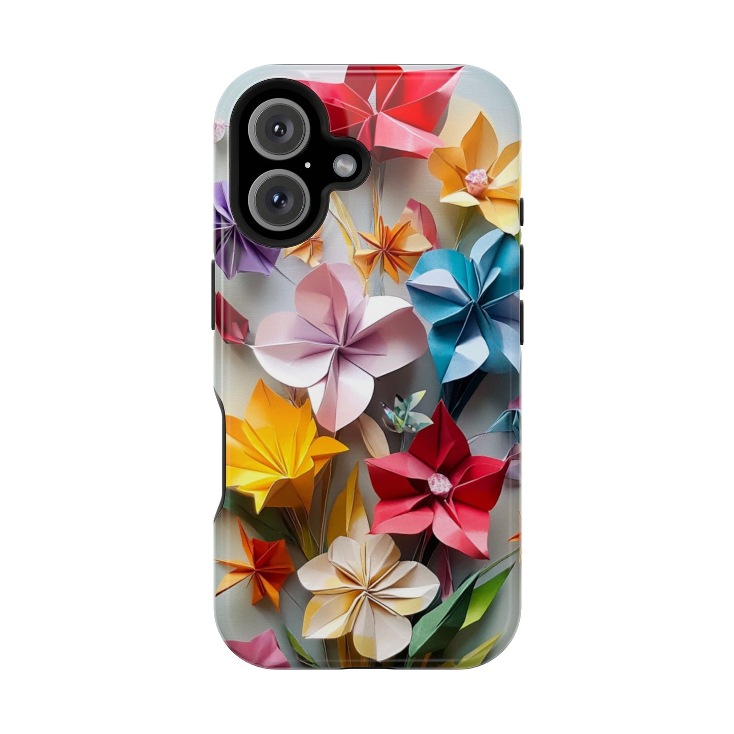 Flower Oragami Effect Magnetic Tough Case, MagSafe, iPhone 16 15 14 13