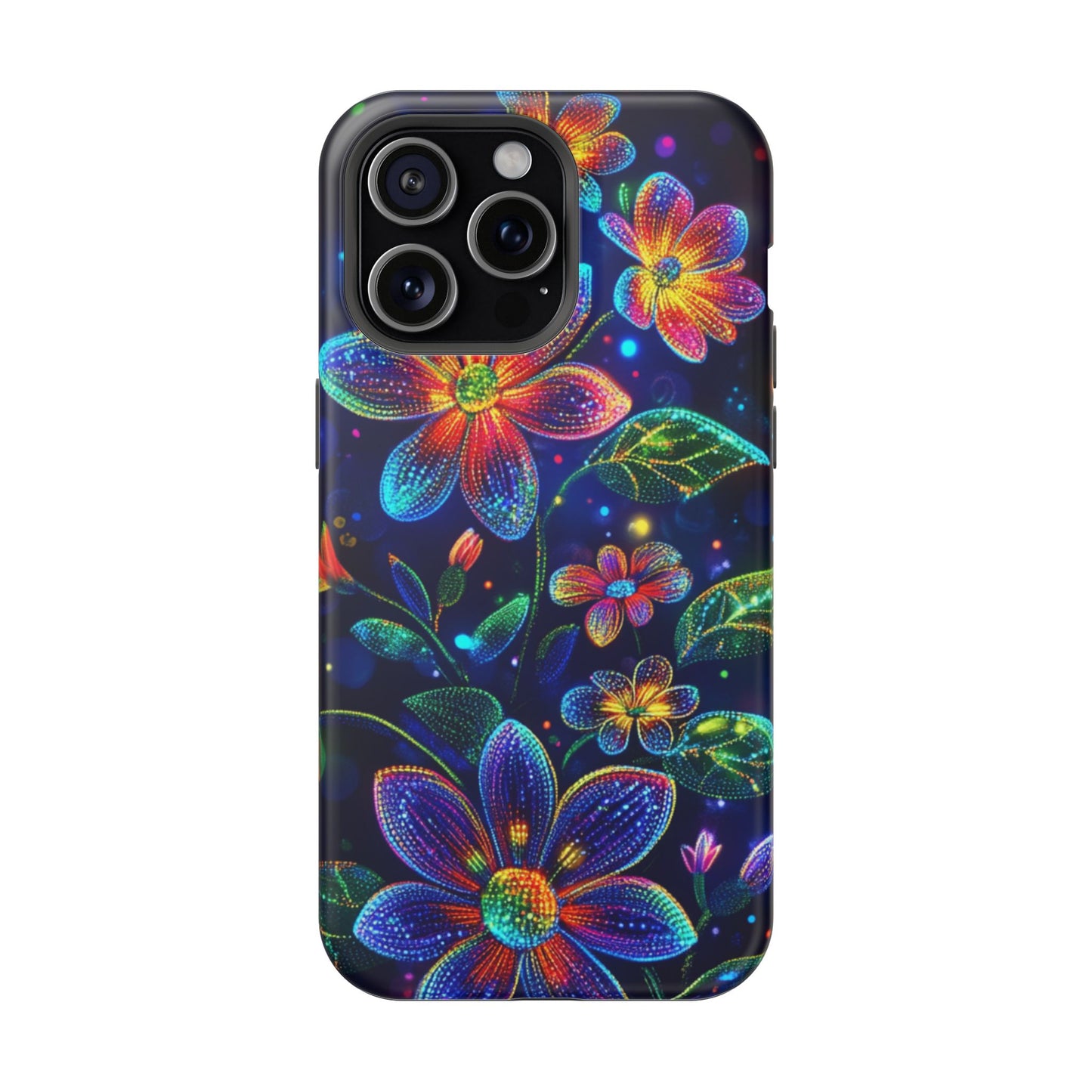 Flower Brite Lite Effect Magnetic Tough Cases, MagSafe, iPhone 16 15 14 13