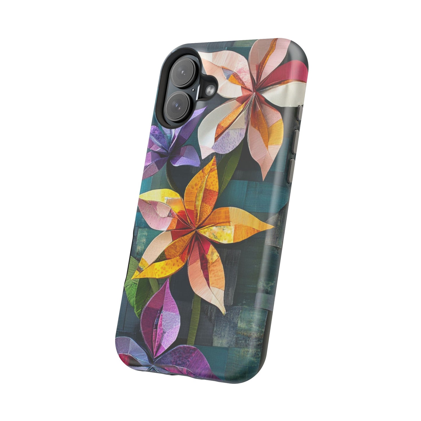 Bright Artistic Flower Magnetic Tough Cases, MagSafe, iPhone 16 15 14 13